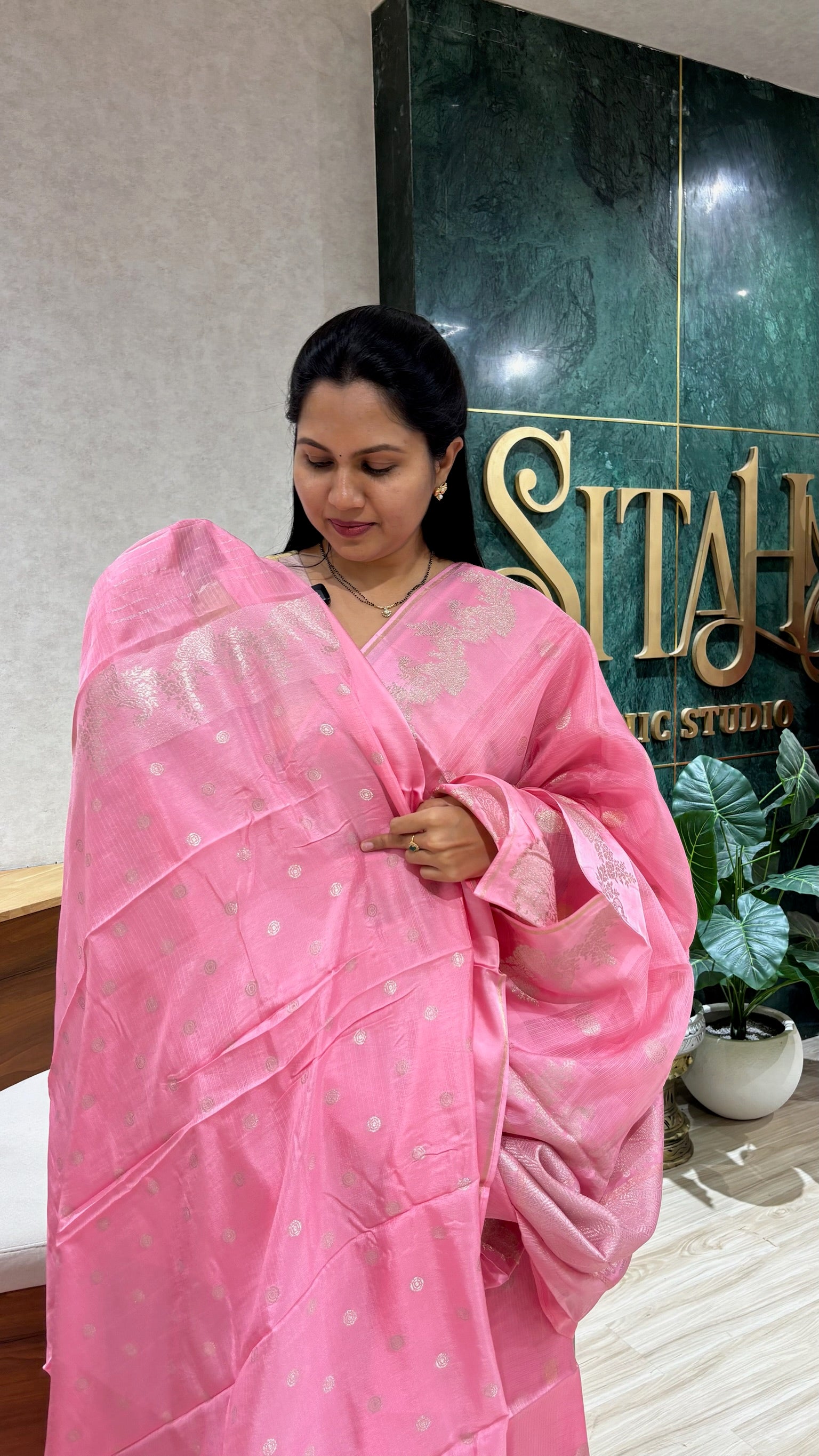 Kota saree baby pink