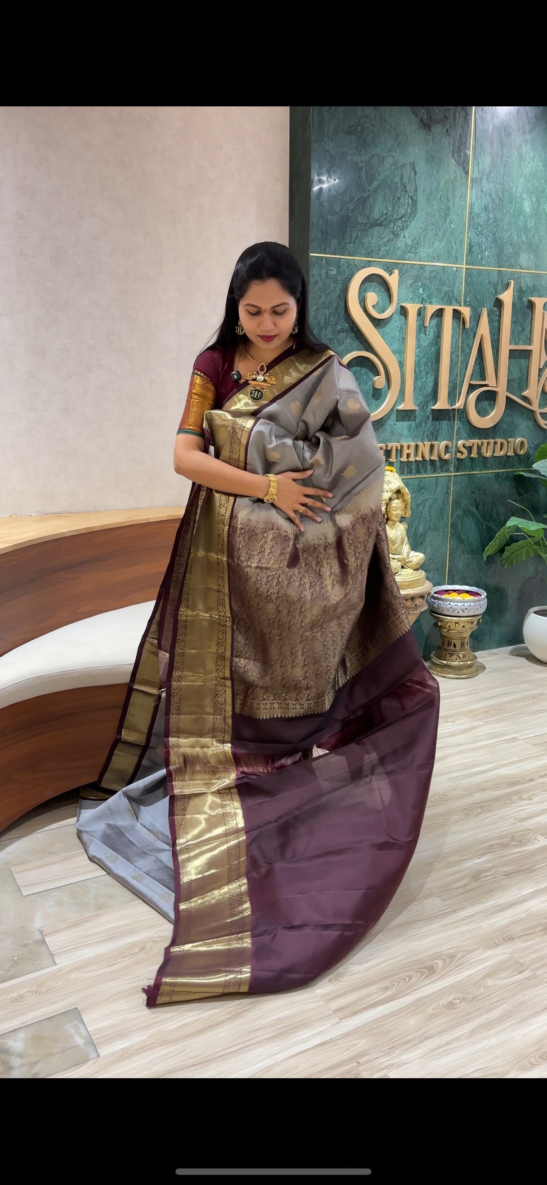 Light weight Handloom kanchi grey
