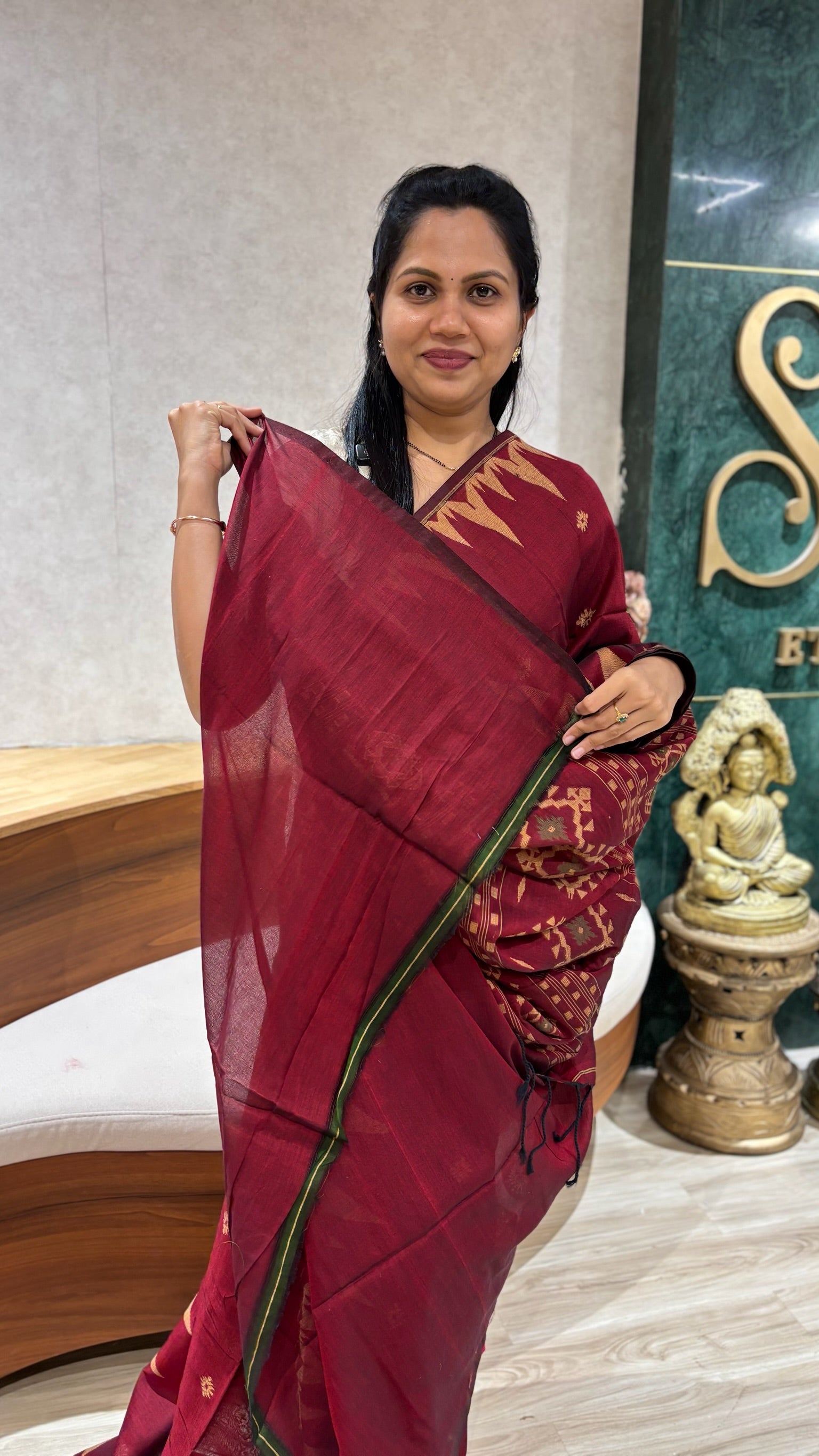 Mul cotton maroon with blouse