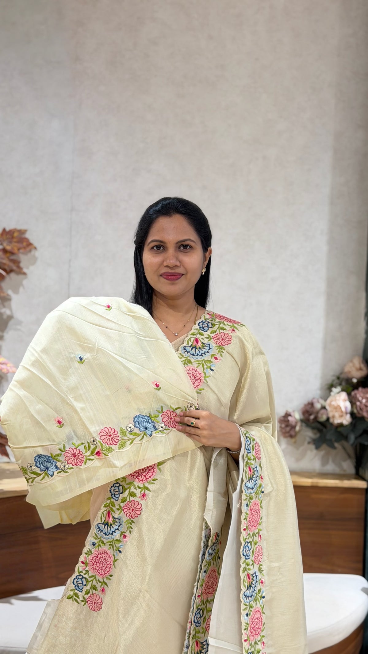 Designer tissues with Tussar embroidery blouses