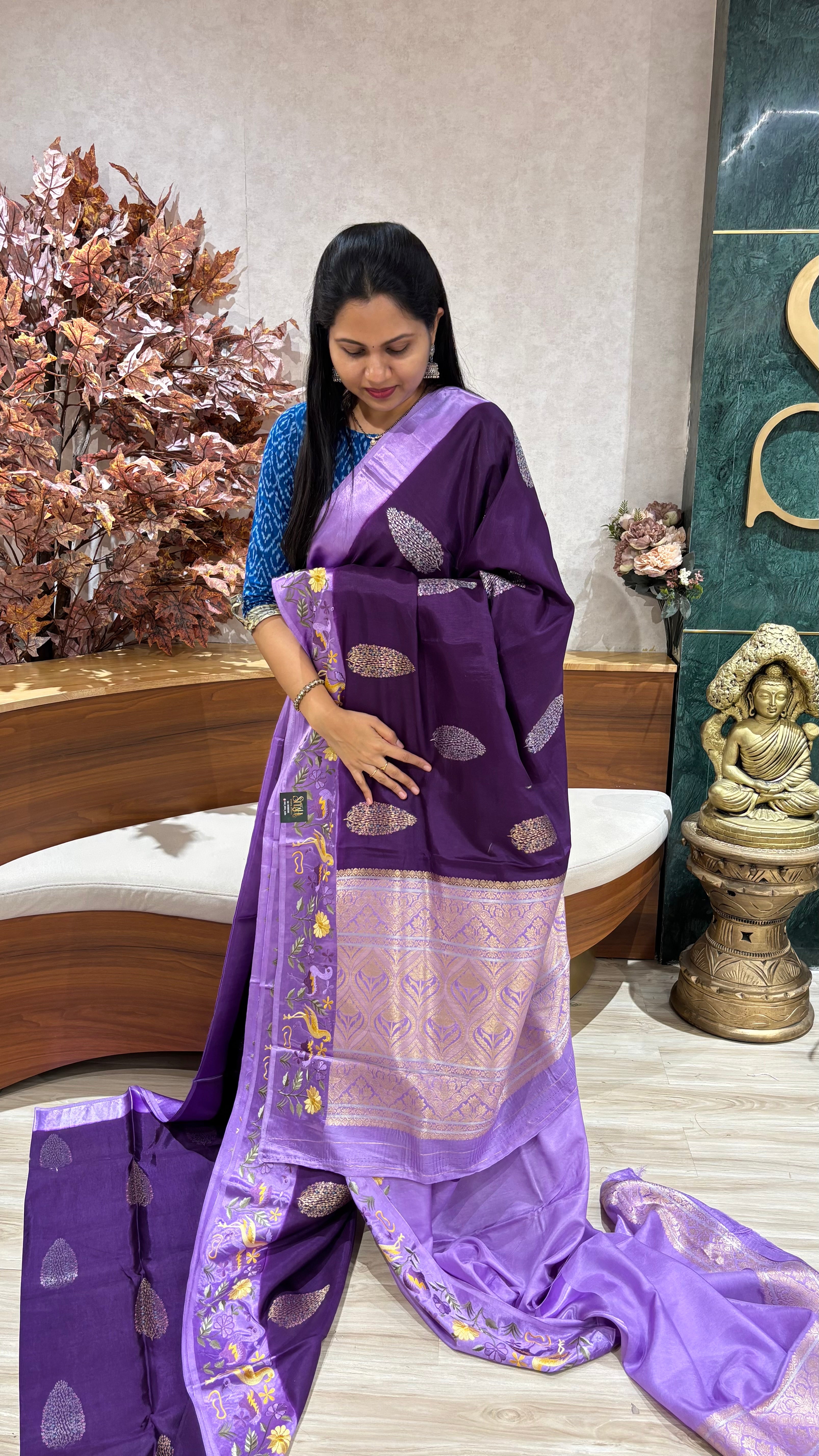 Russian silk mashru work borders