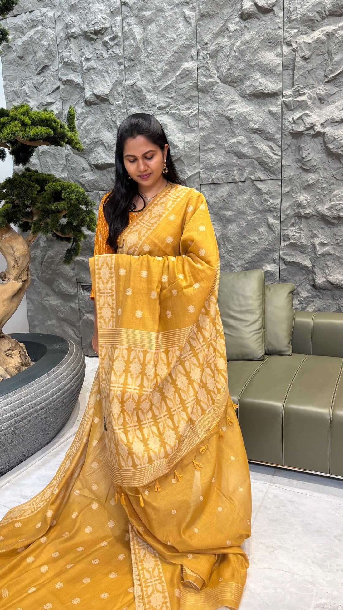 Puliya cotton mustard yellow