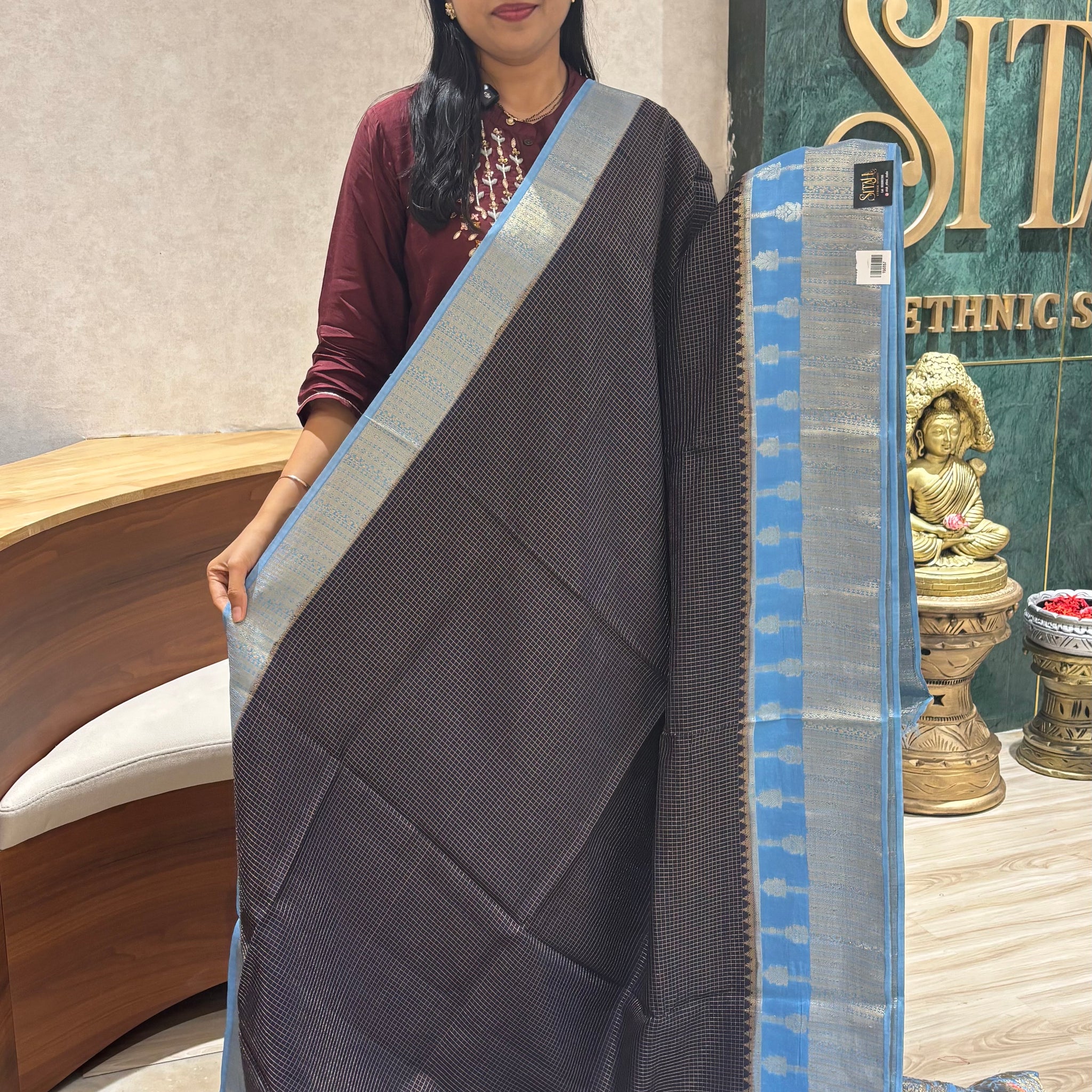 Russian silk navy blue