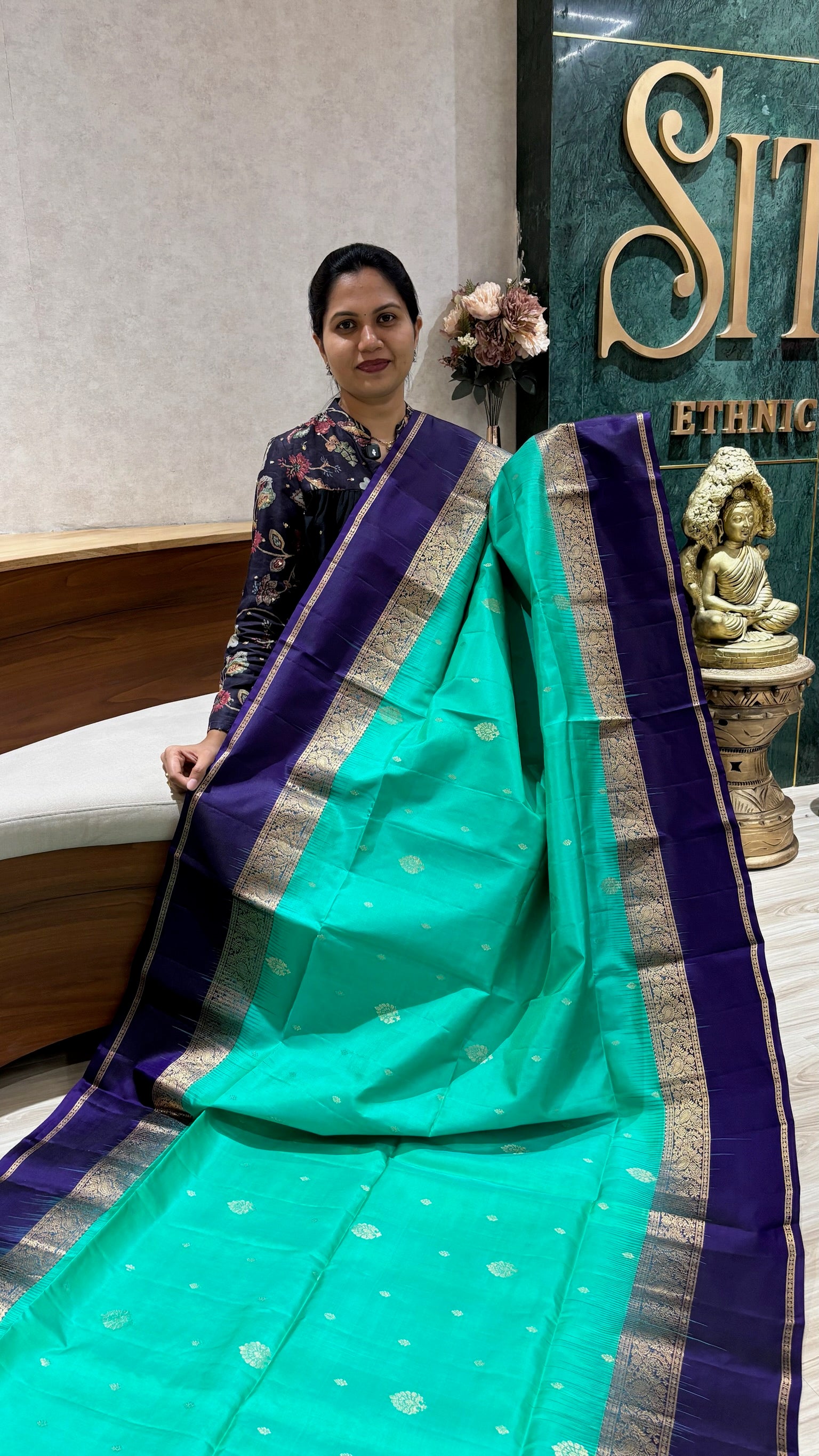 Light weight Kanchi pattu seagreen