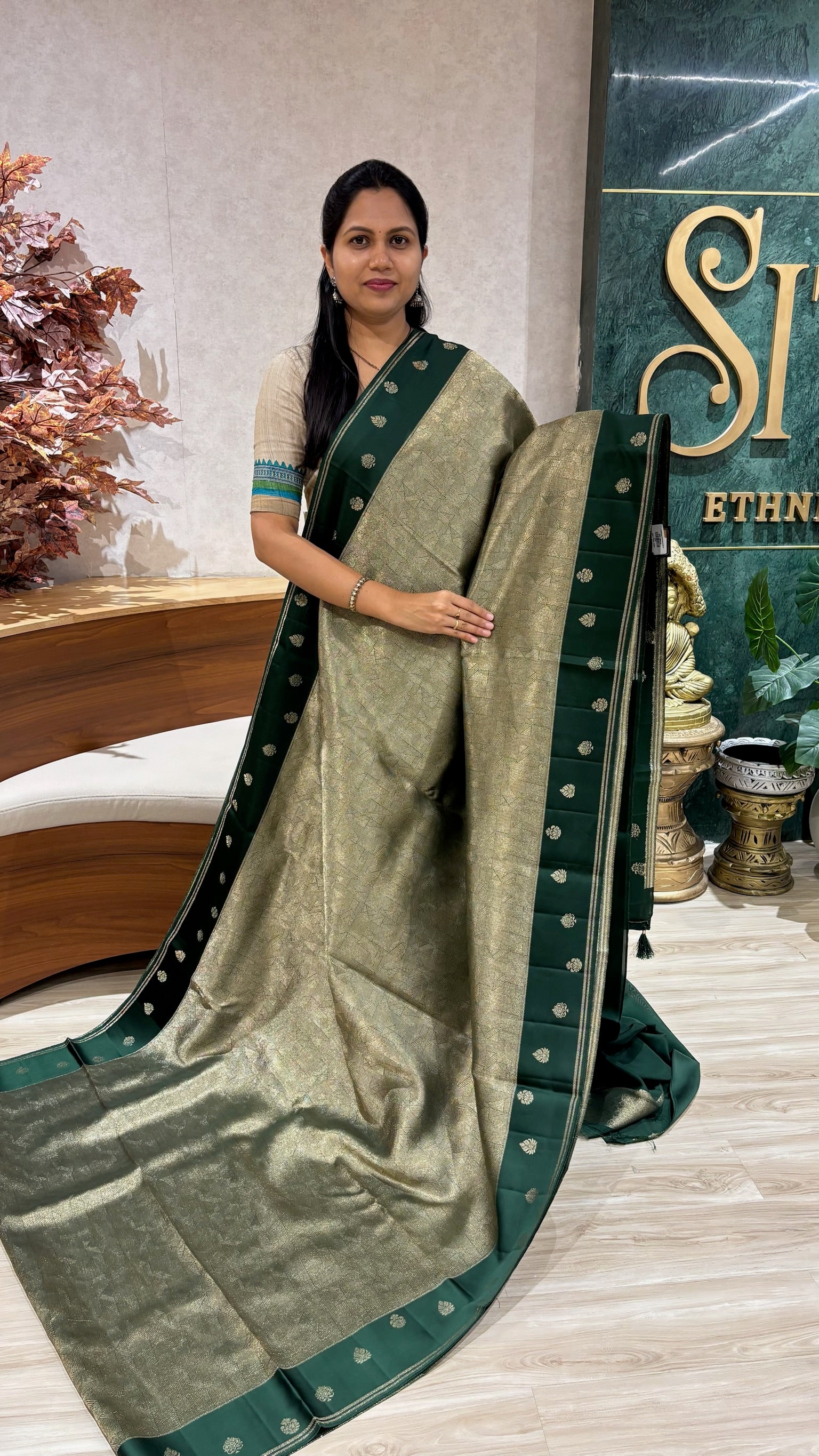 Mashru brocade green