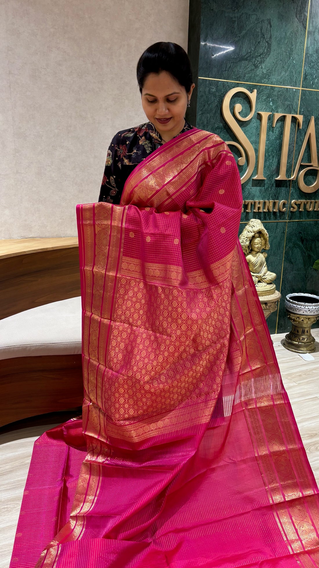 Handloom kanchi pattu pink