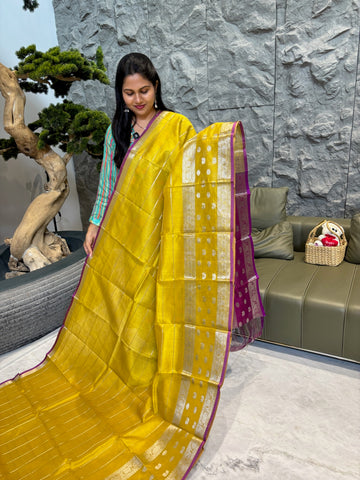 Mangalagiri pattu yellow magenta