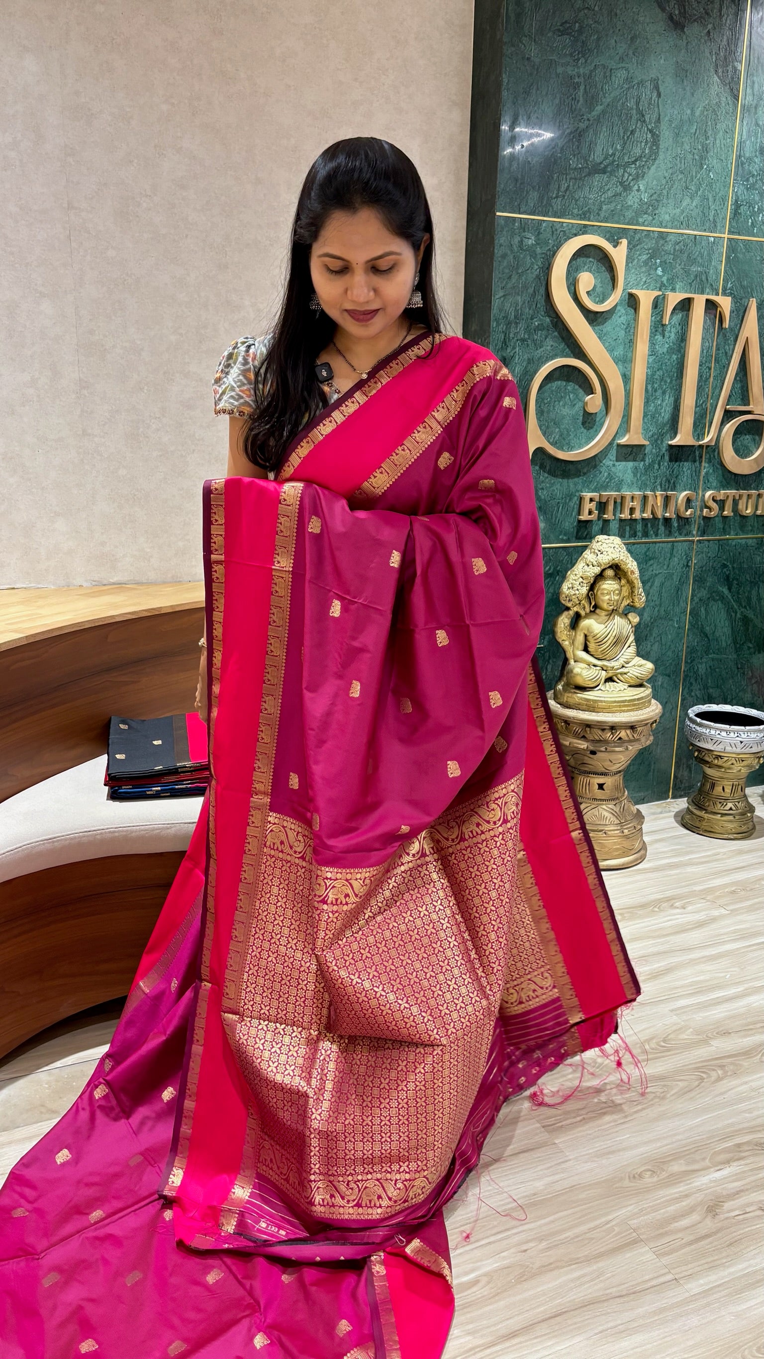 Semi pattu pink