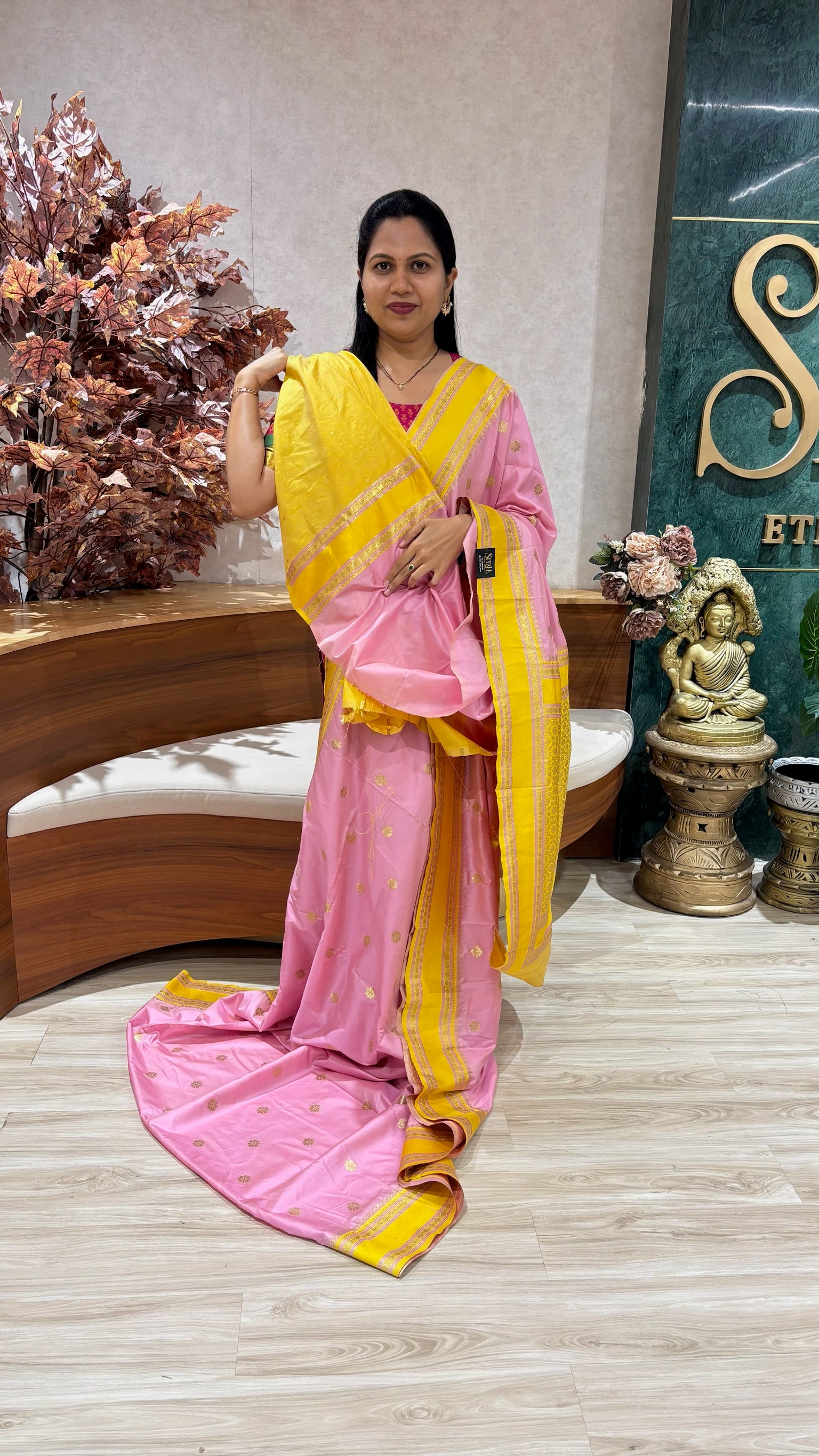 Fancy silk pink-yellow. Ready to ship
