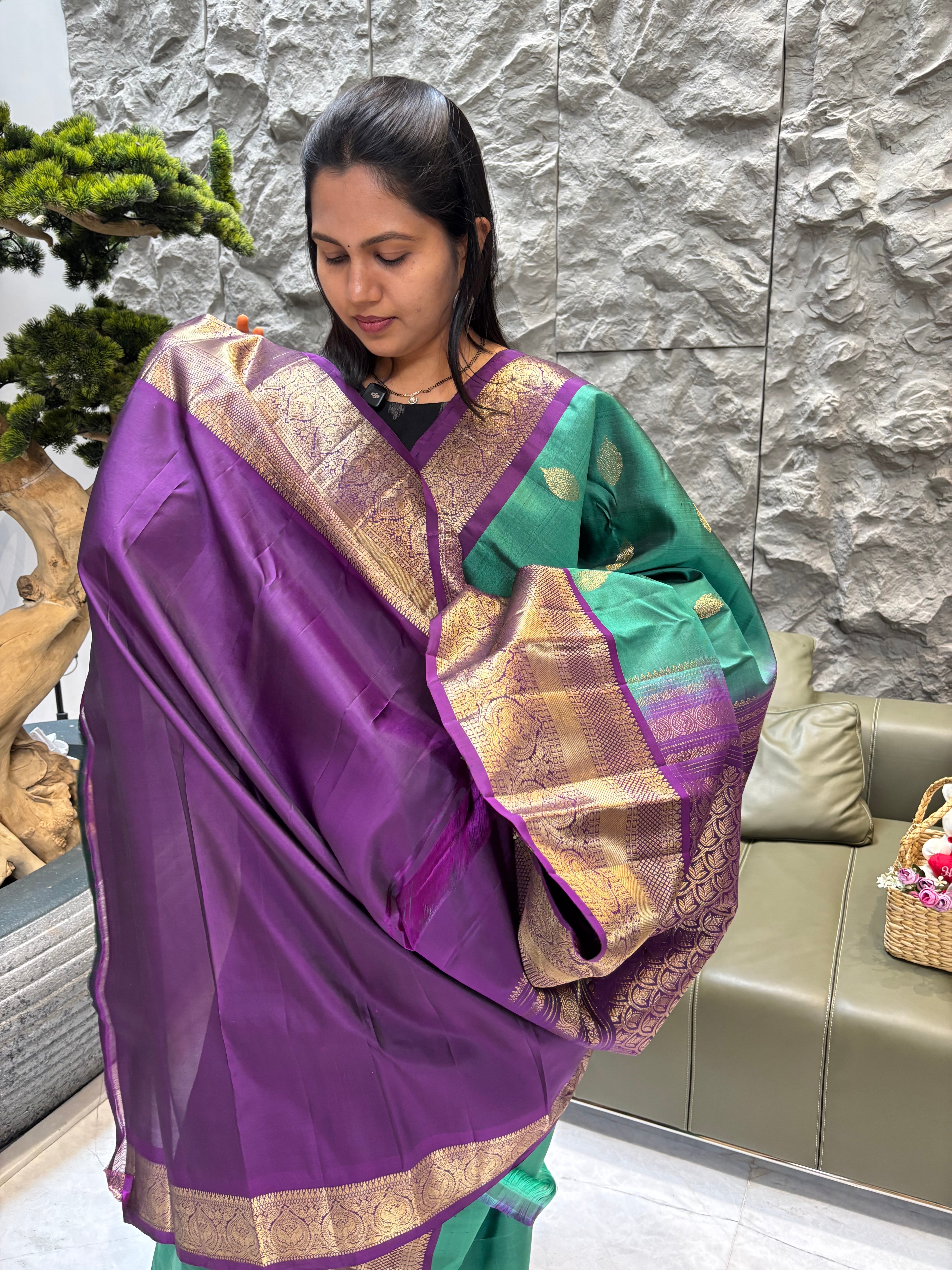 Kanchi pattu seagreen-purple