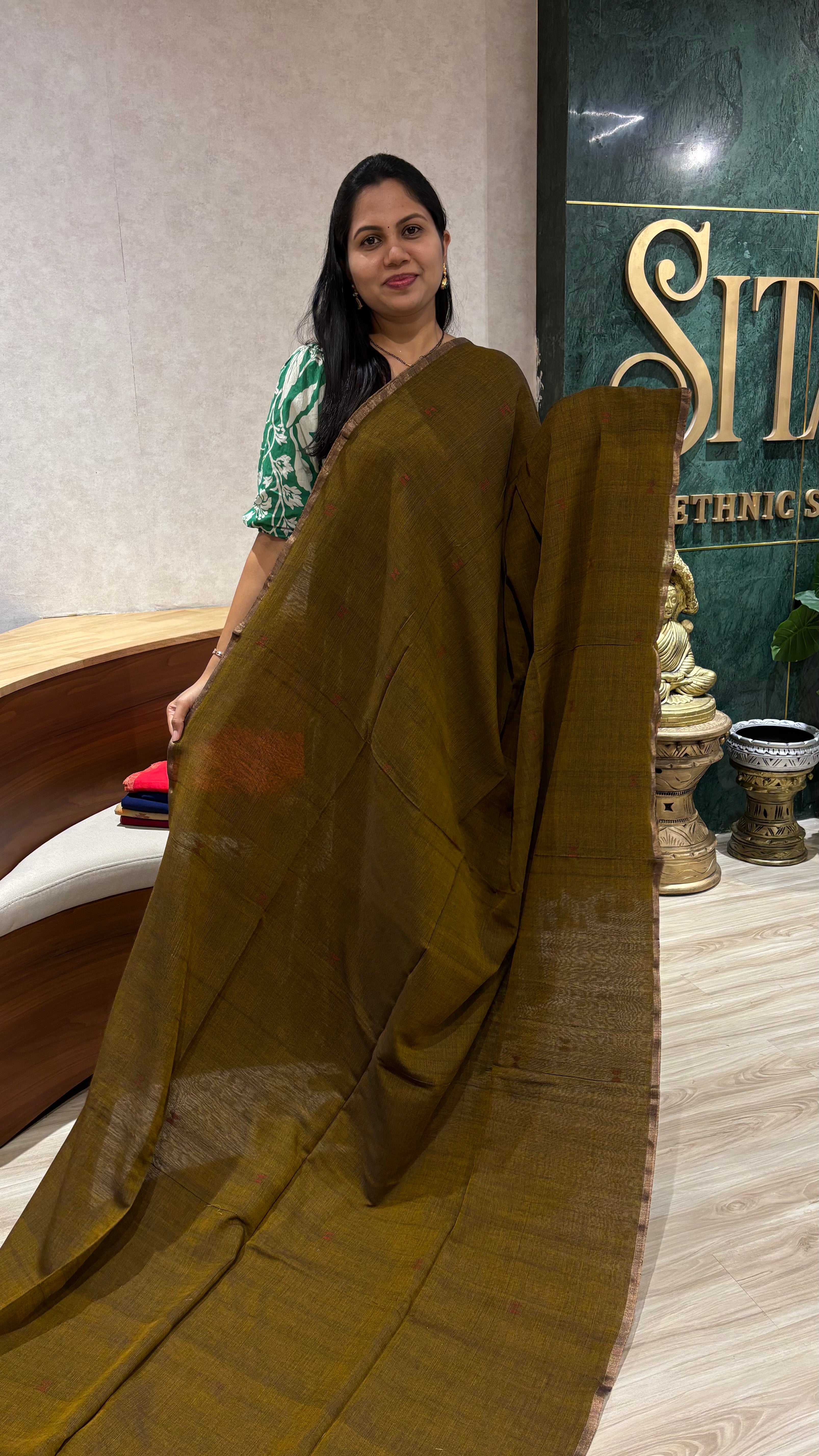 Mul cotton khaki color