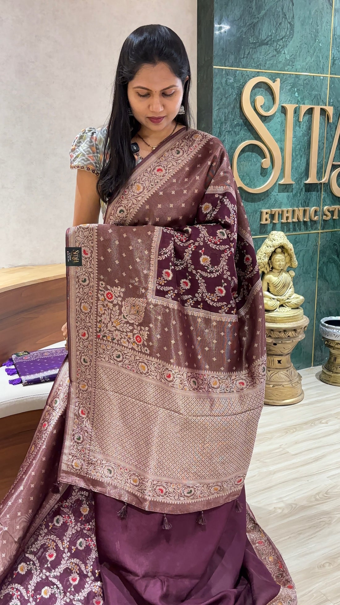 Tussar georgette wine