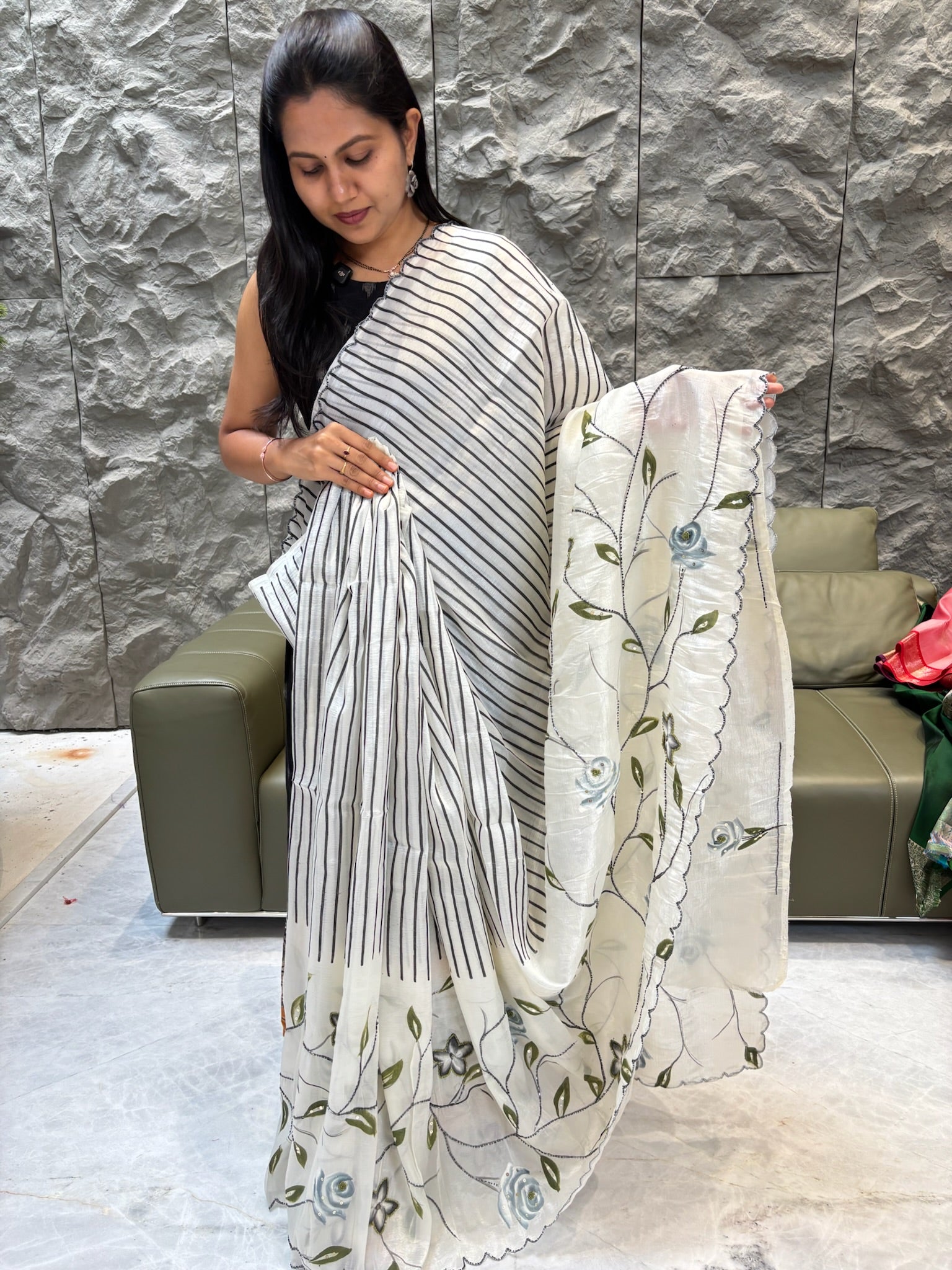 Fancy saree white