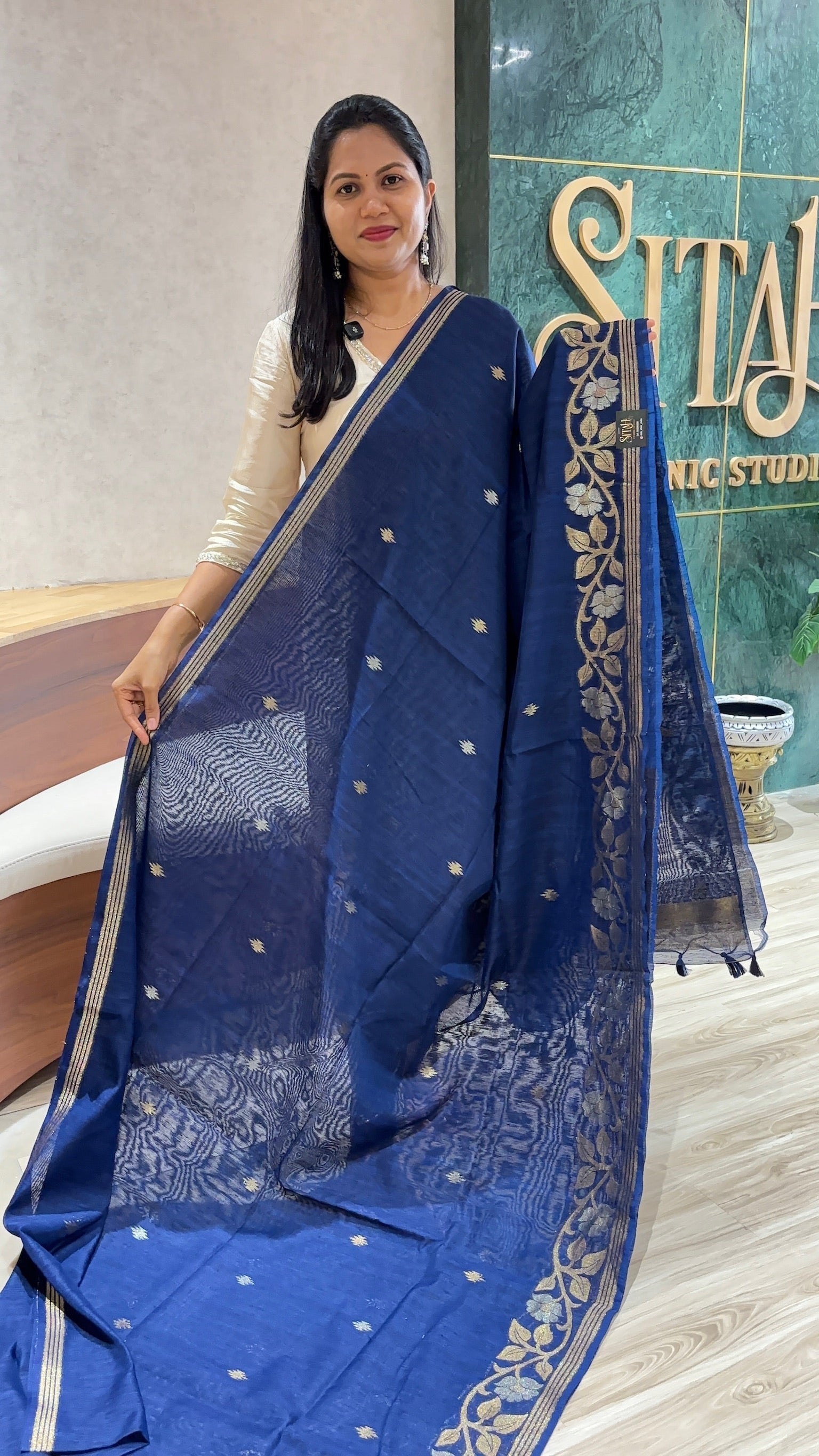 Linen Jamdani blue