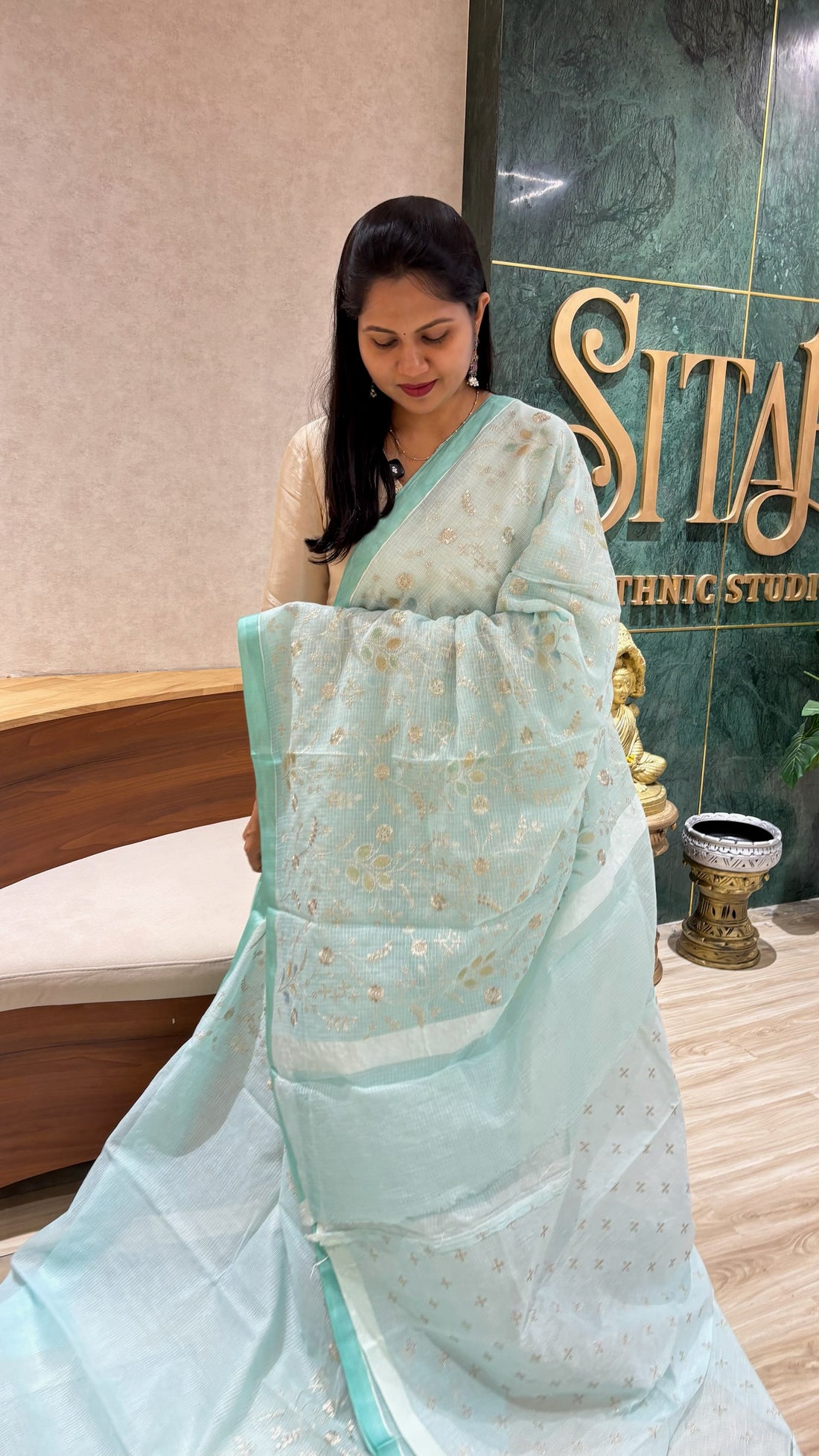 Kota saree sea green