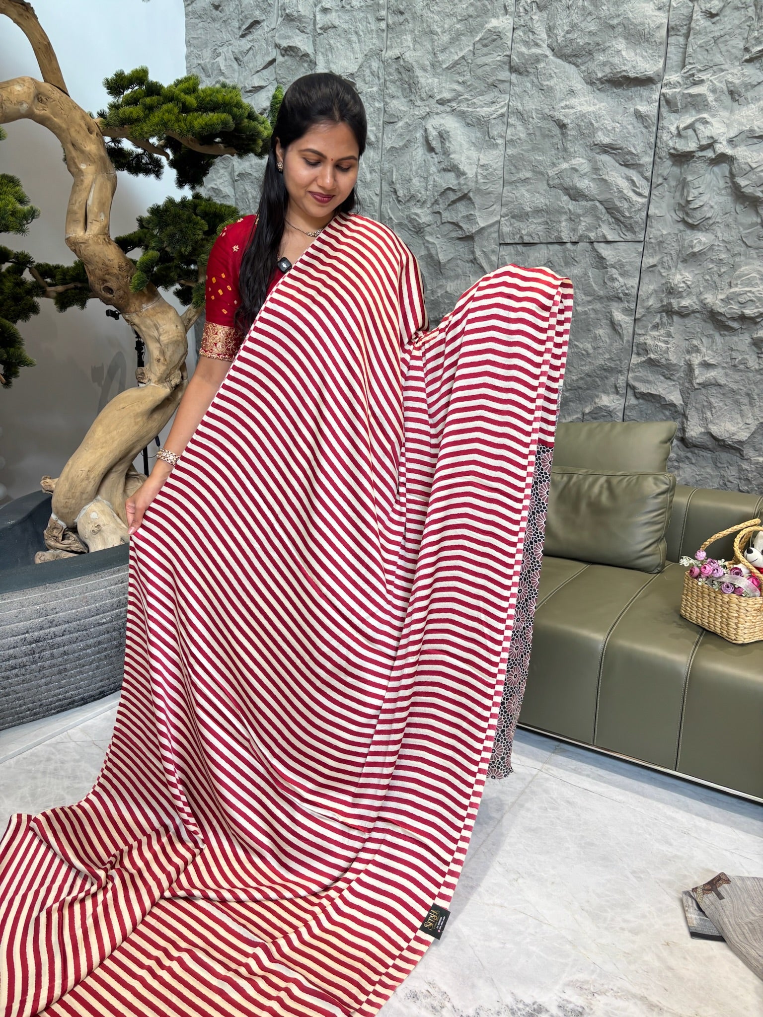 Ajrakh satin magenta pink