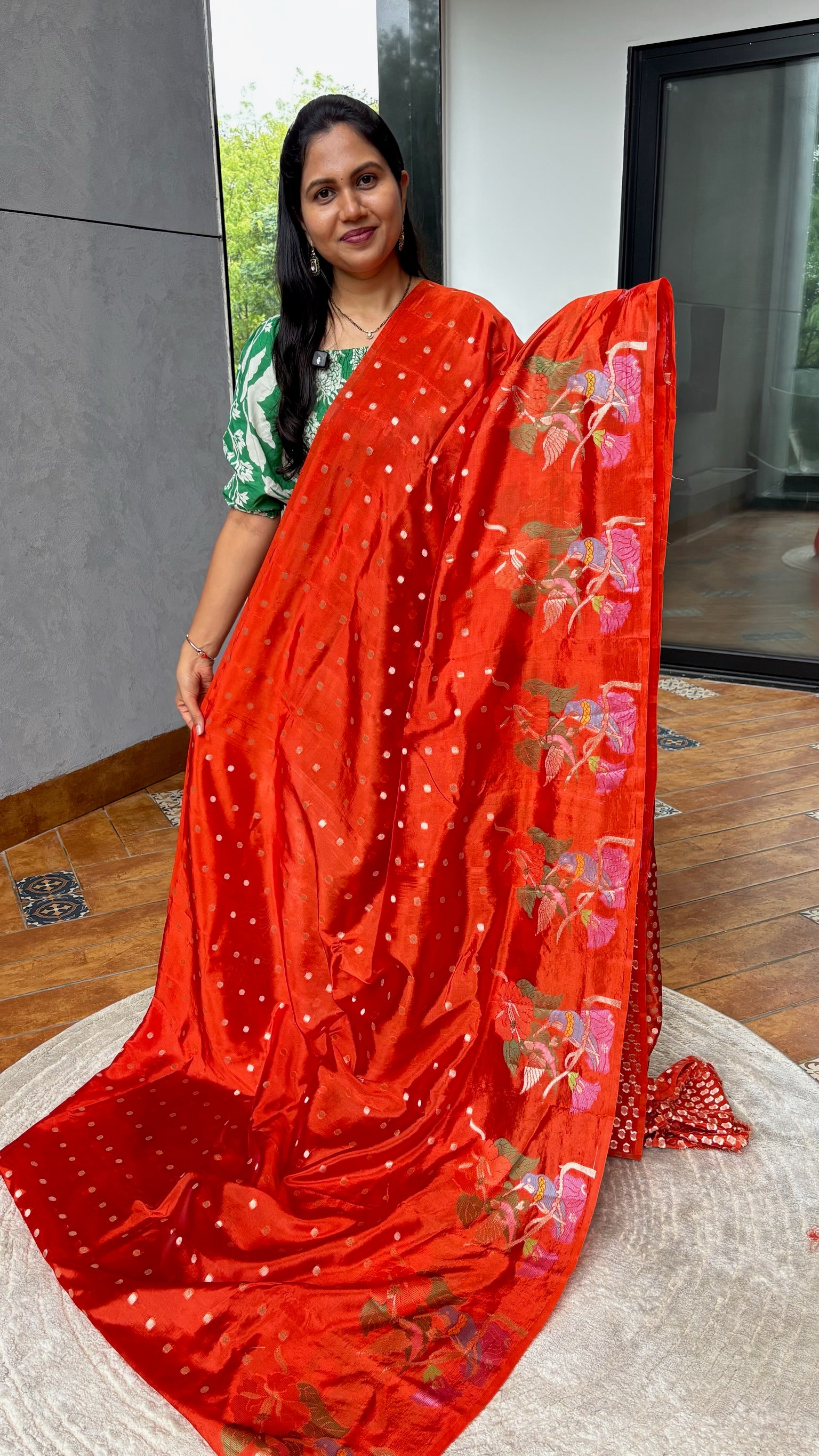 Orange paper silk saree