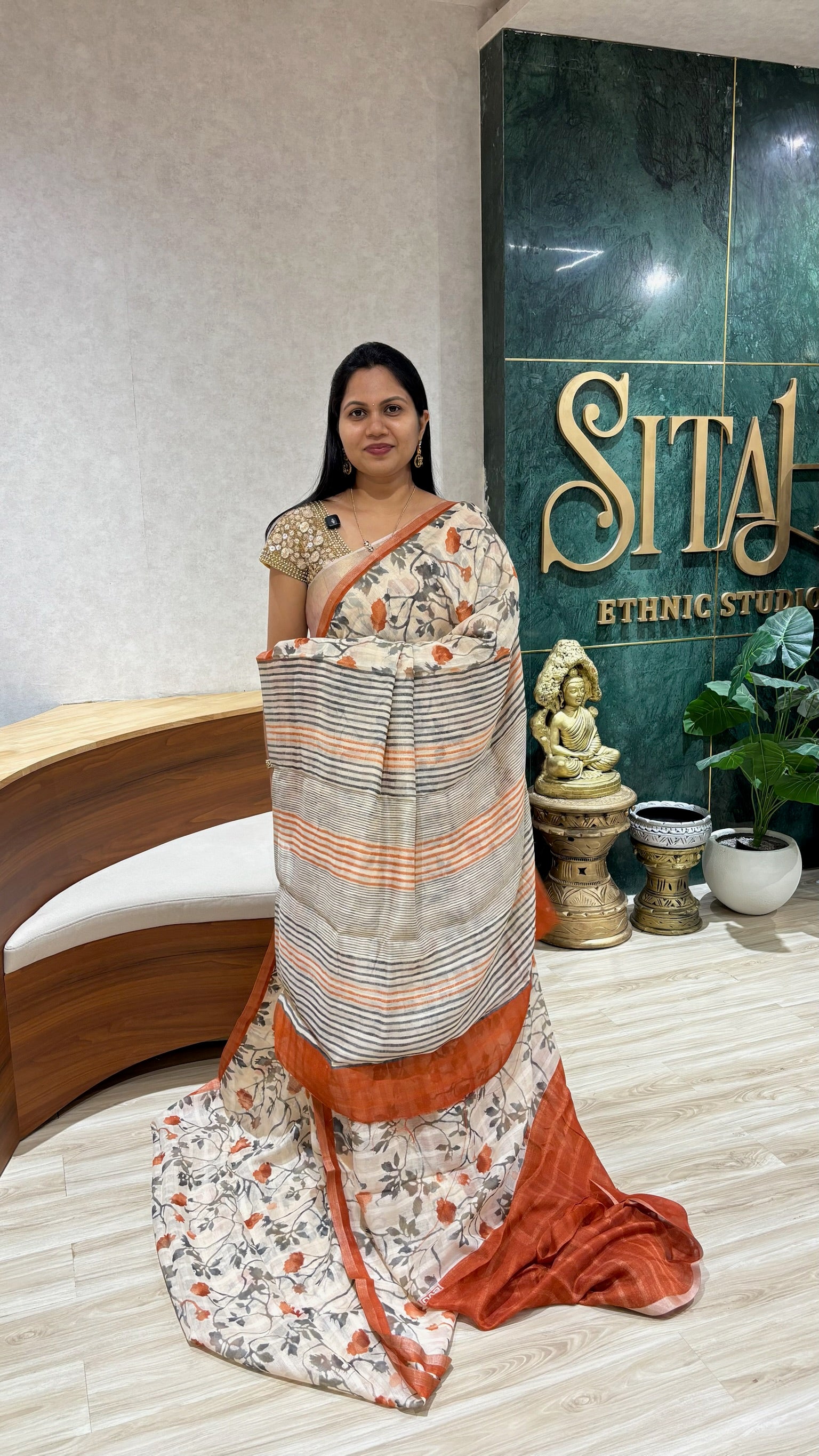 Casual printed tussar saree