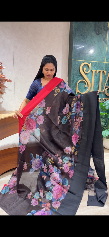 Muslin kora designer saree