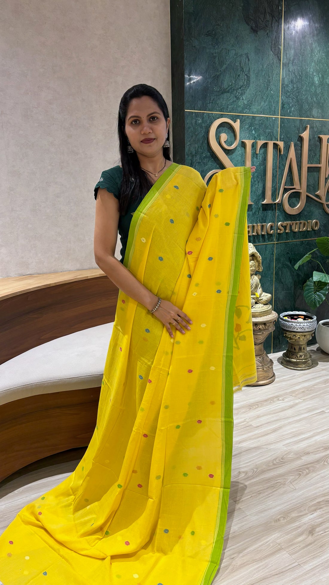 Jhamdani cotton yellow