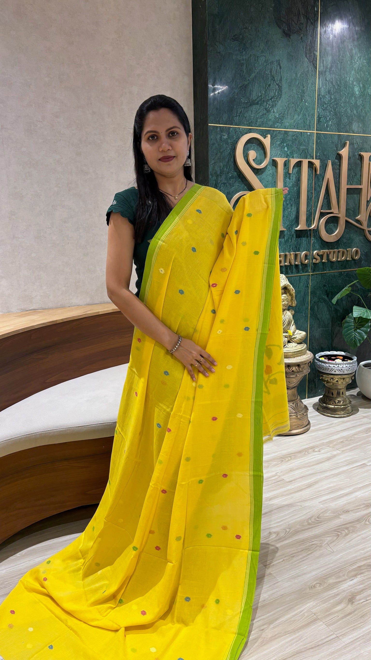 Jhamdani cotton yellow