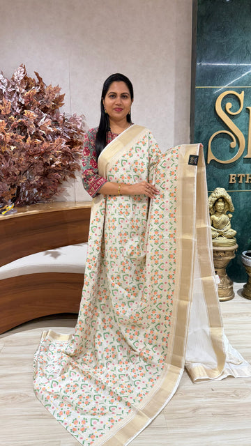 Banaras patola half white