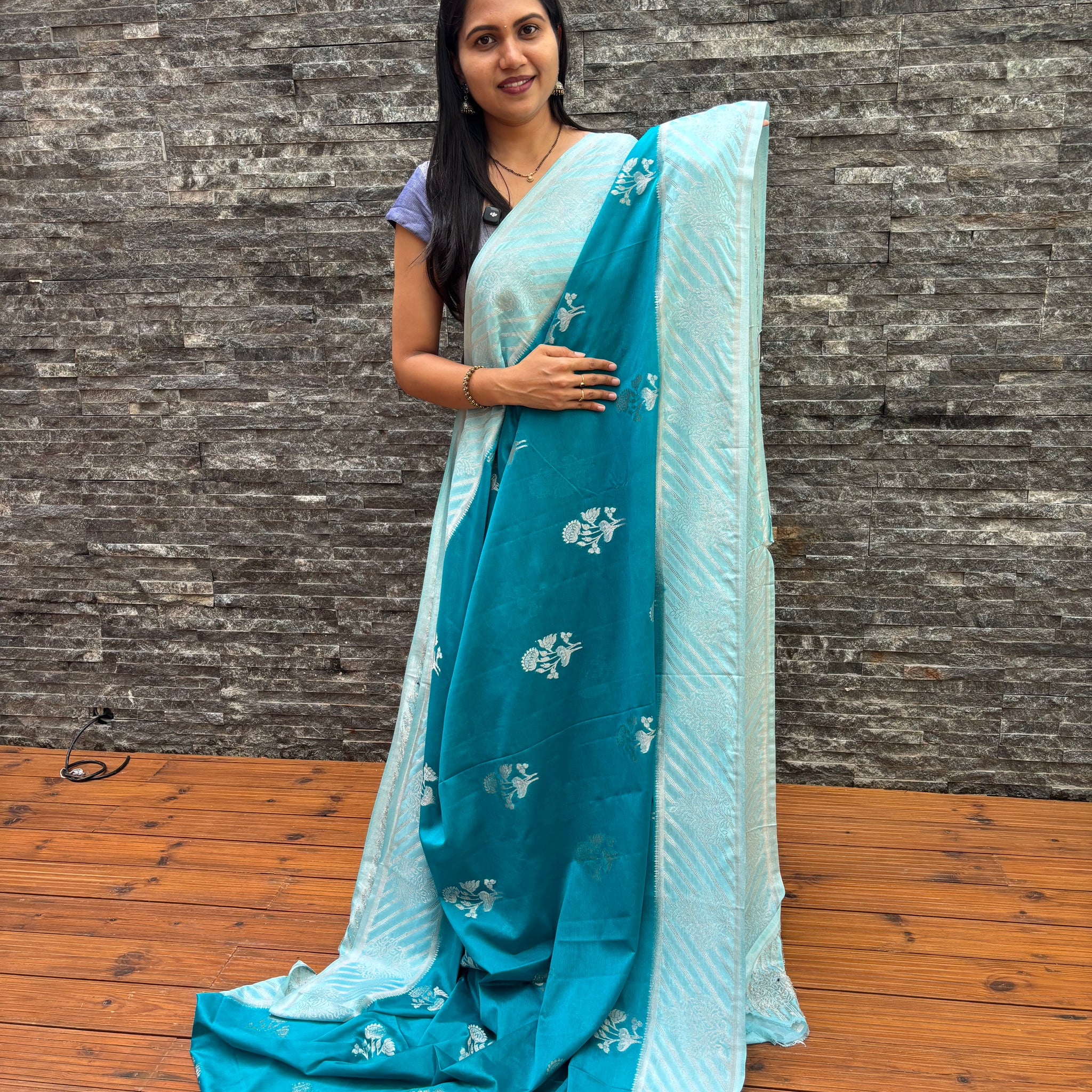 Georgette banaras blue