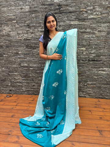 Georgette banaras blue
