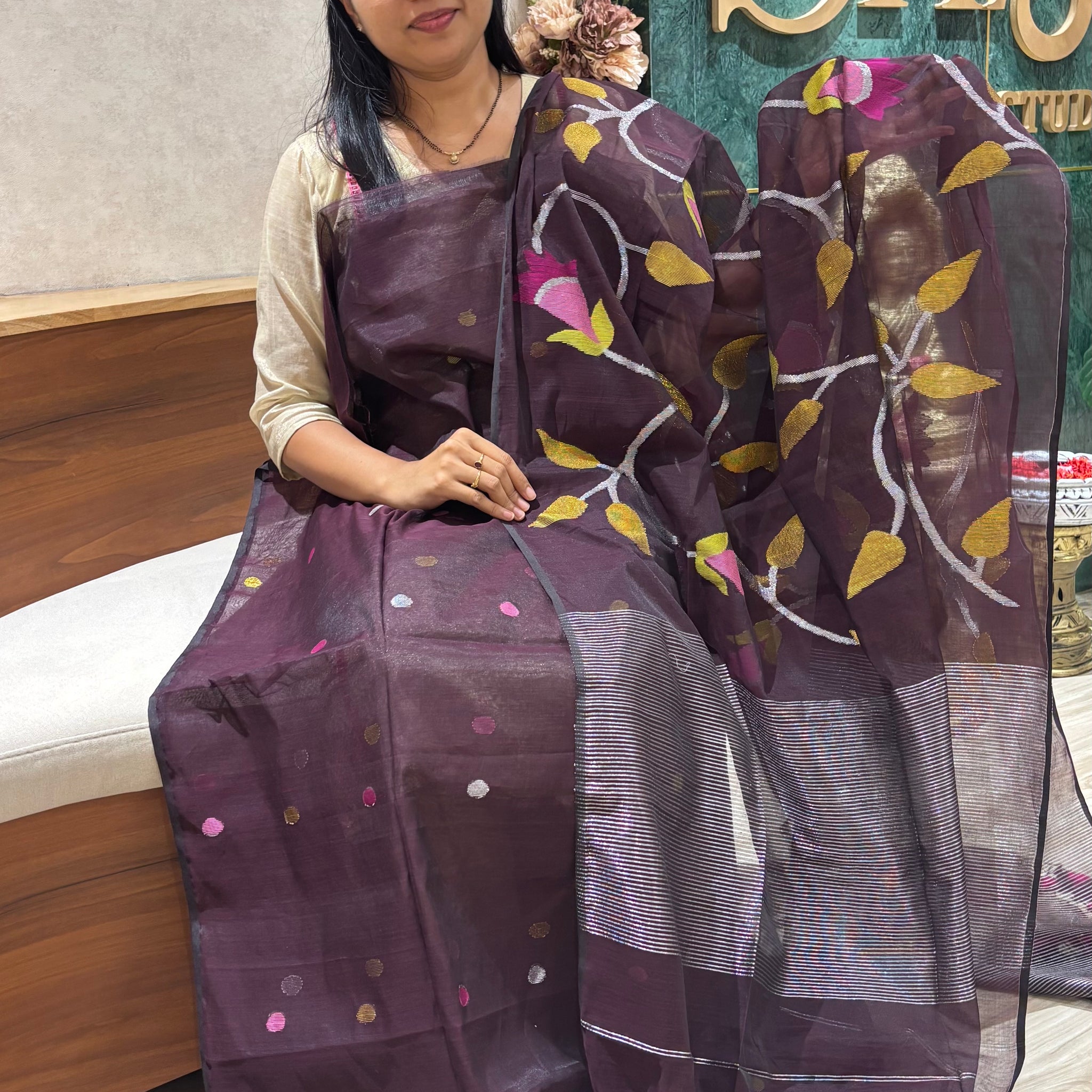 Jamdhani top duppata brown