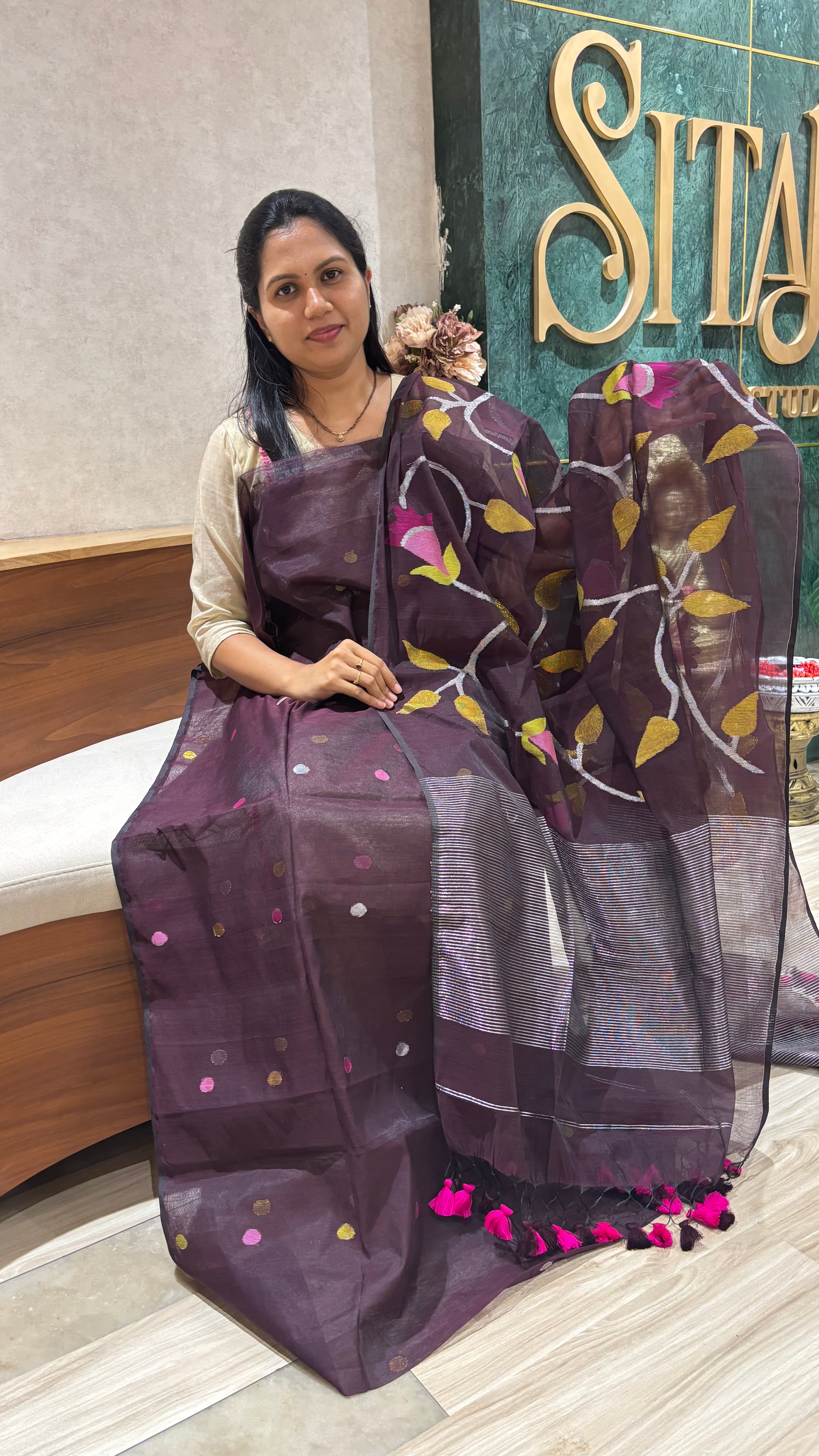 Jamdhani top duppata brown