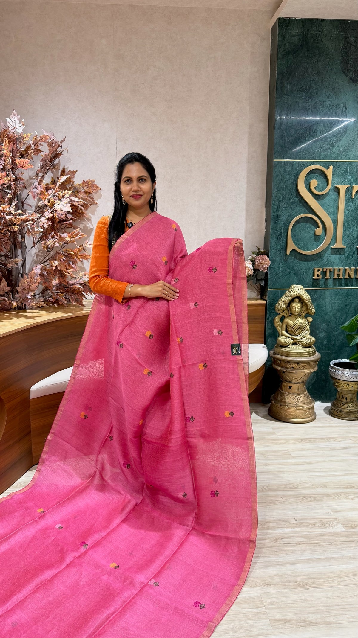 Handloom linen tissue pink