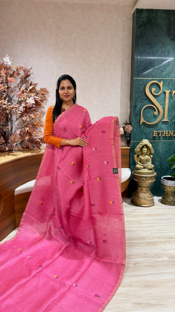 Handloom linen tissue pink