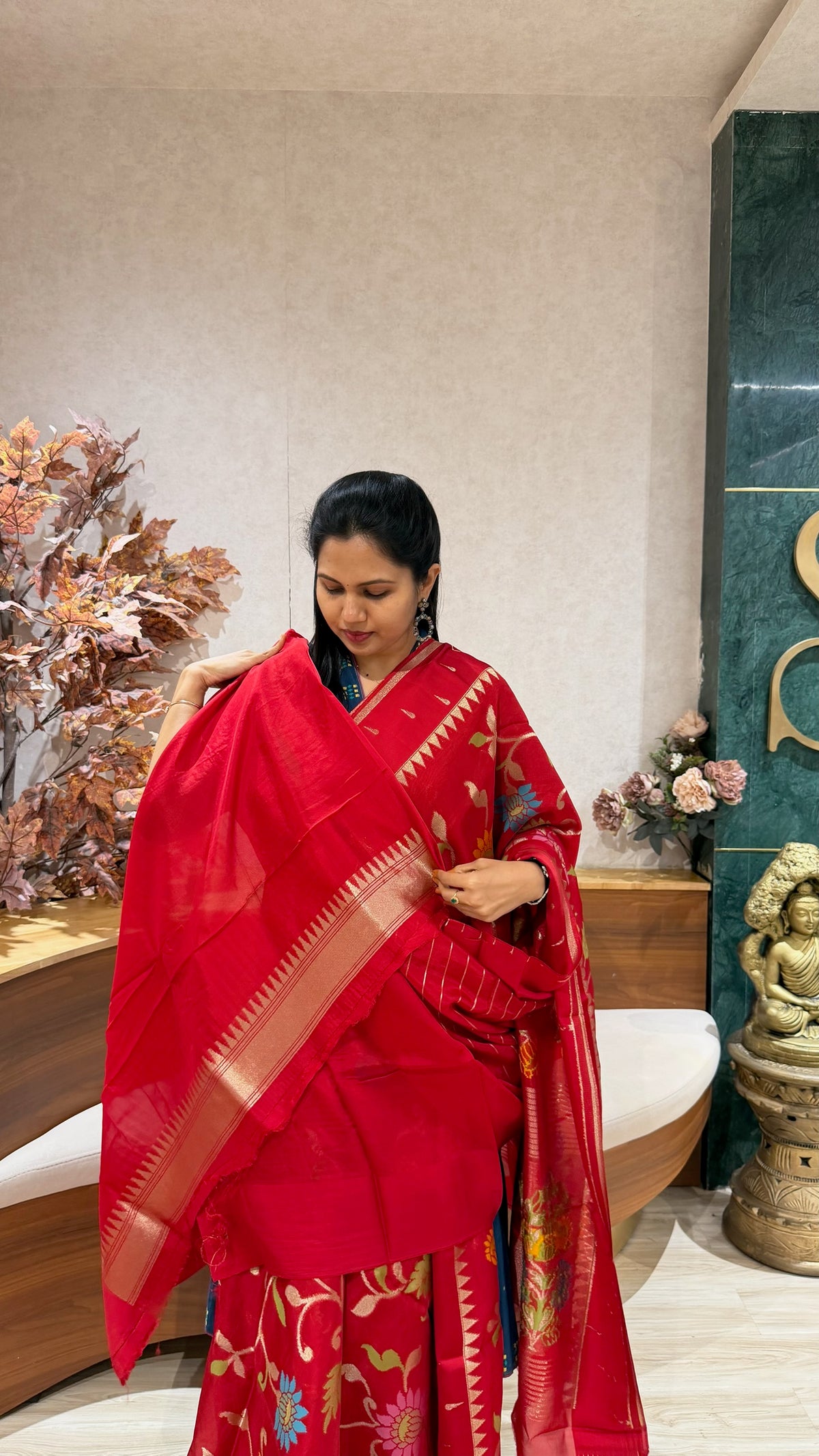 Kosa silk jhamdani red