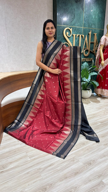 Fancy silk temple border maroon
