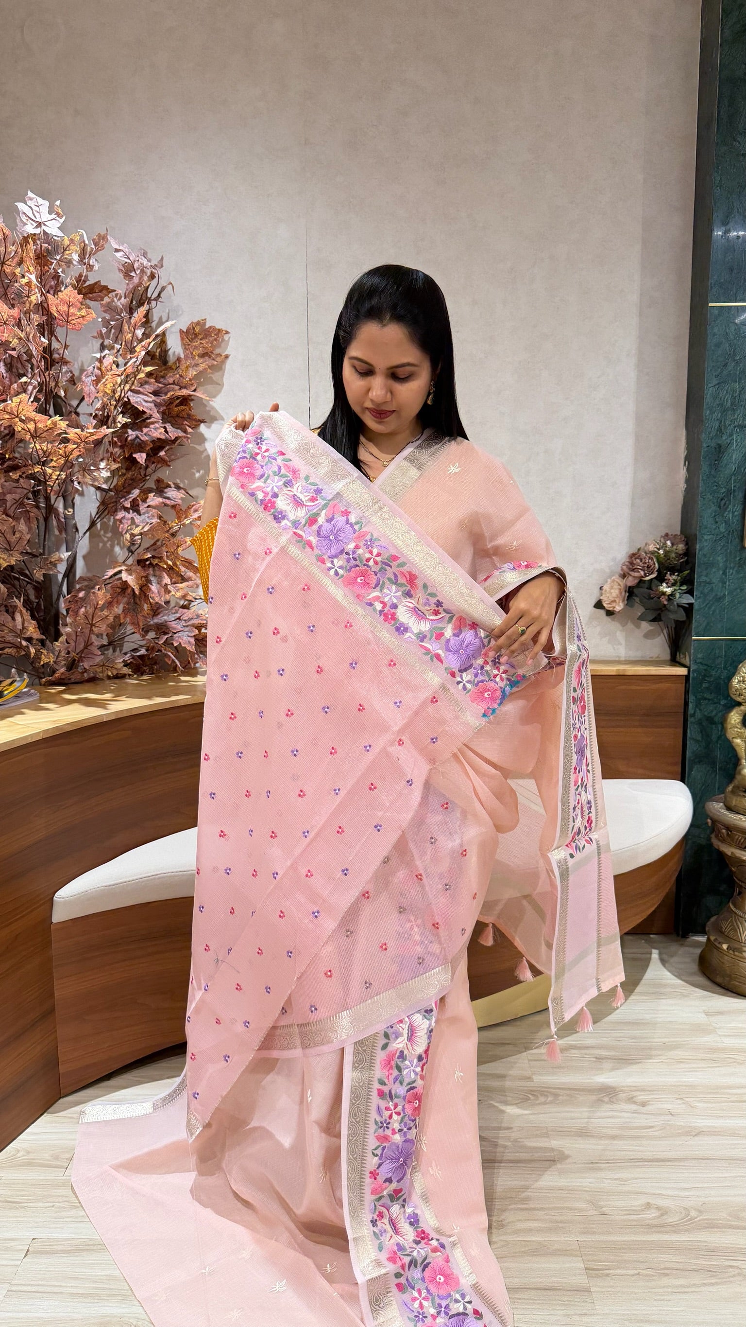 Kota embroidery babypink