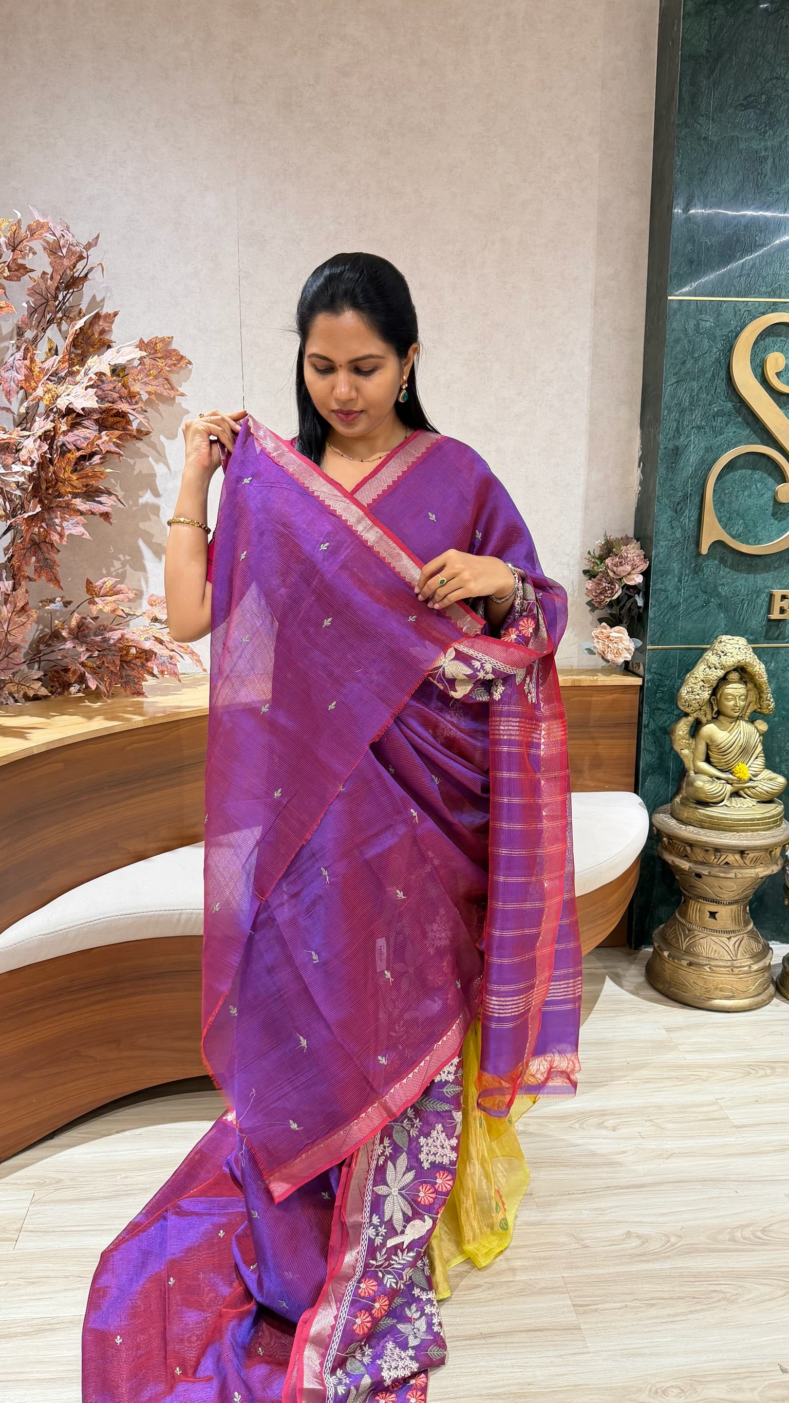 Handloom mangalgiri embroidery