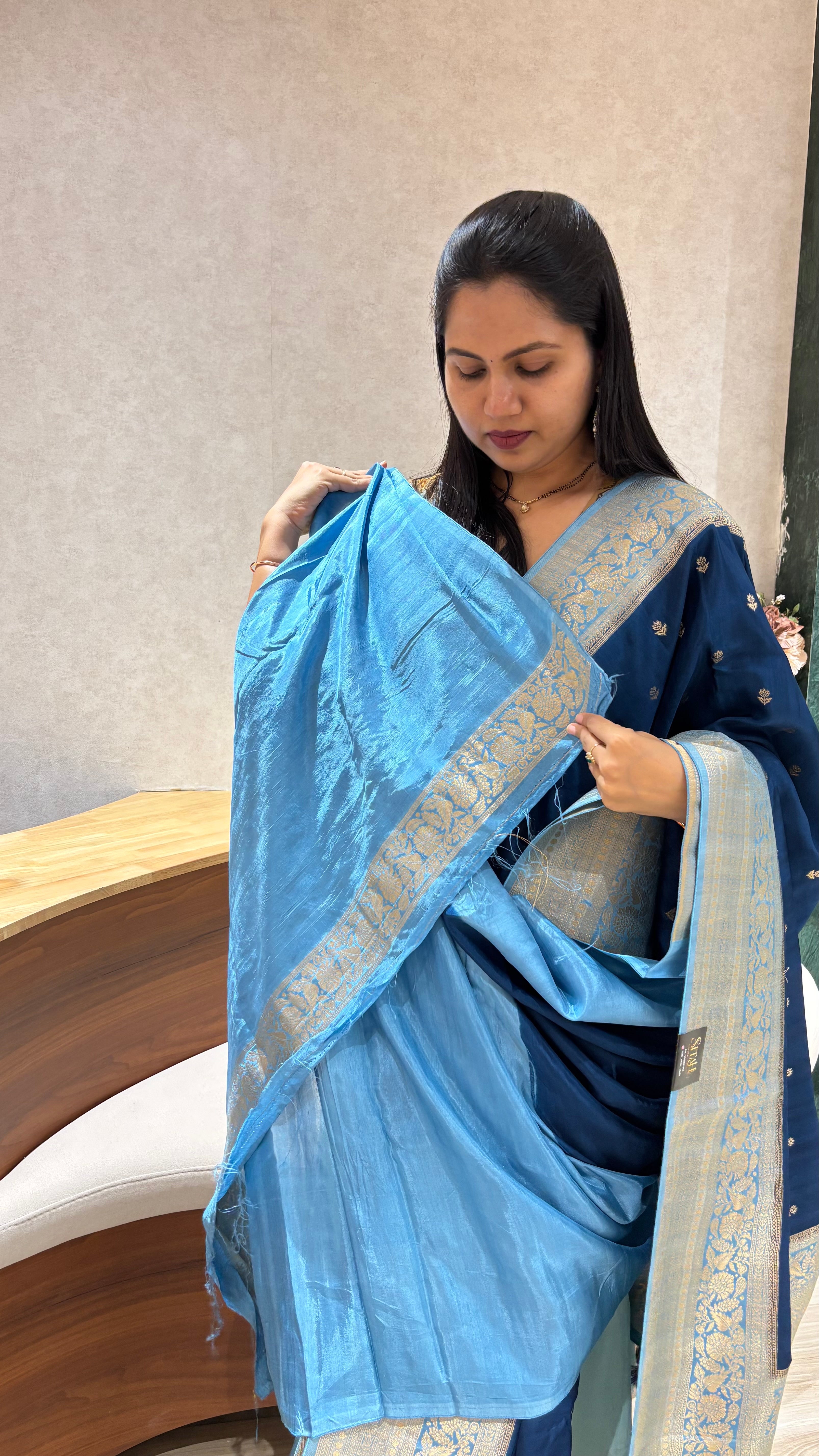 Raw silk sarees blue