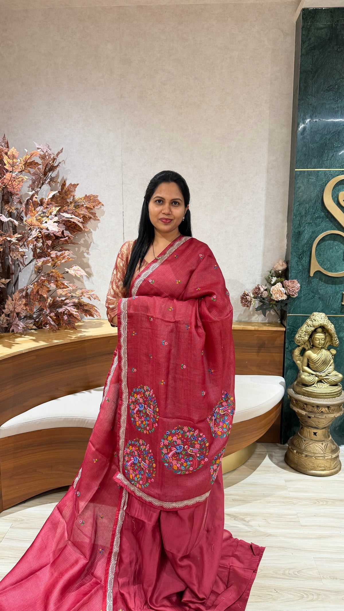 Tussar kota pettit embroidery