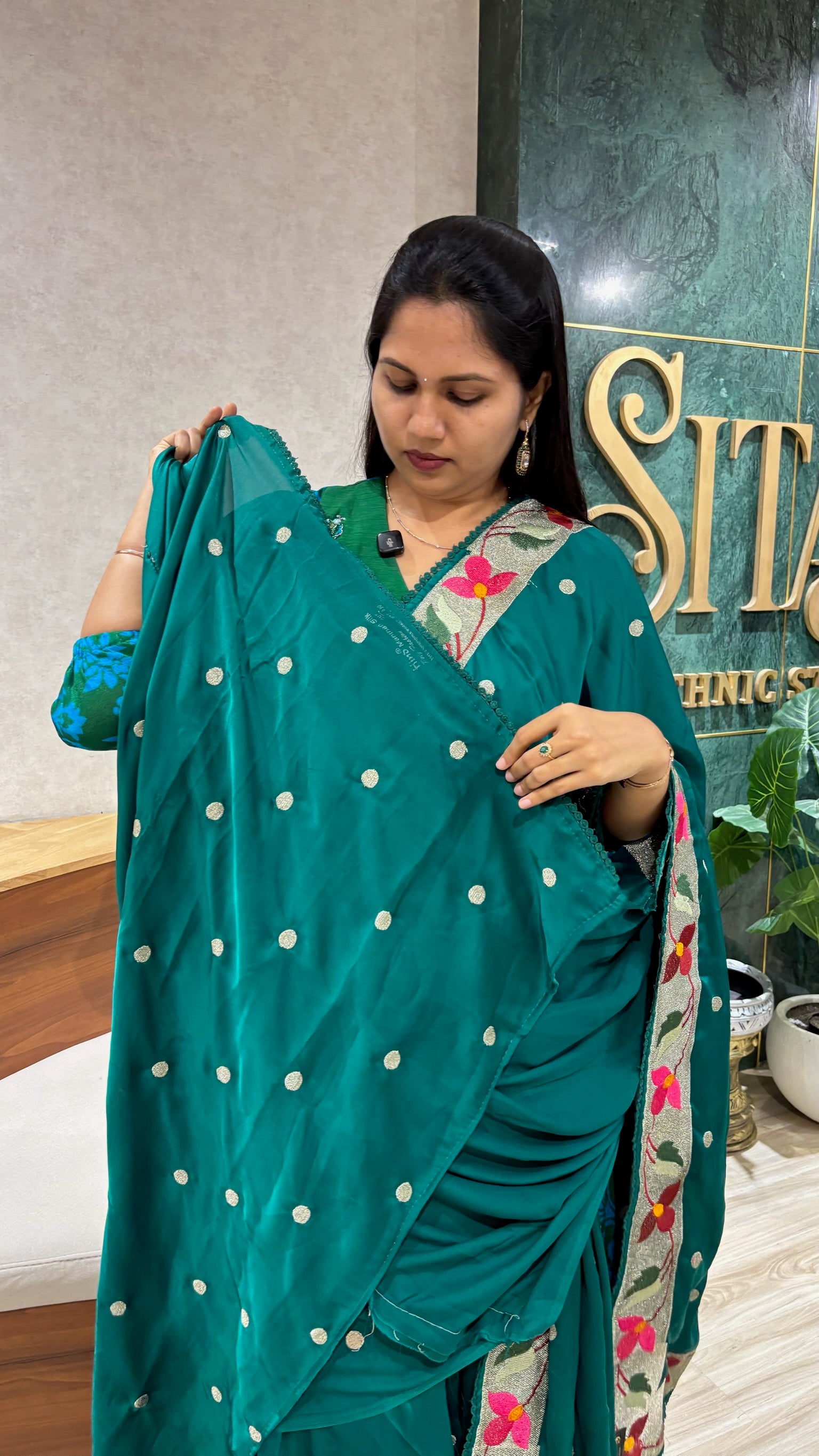 Mashru satin bottle green