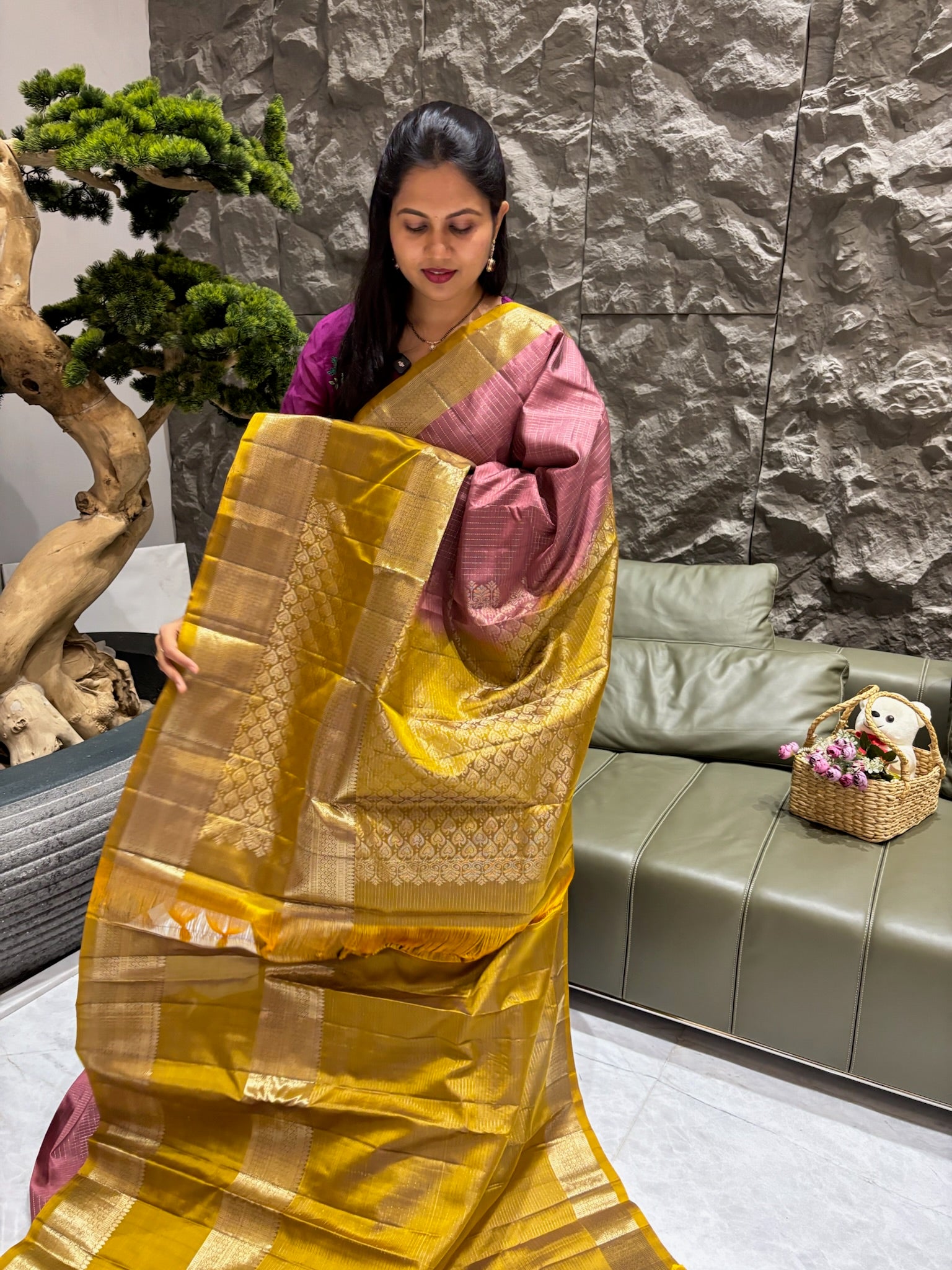 Handloom kanchi pattu onion pink