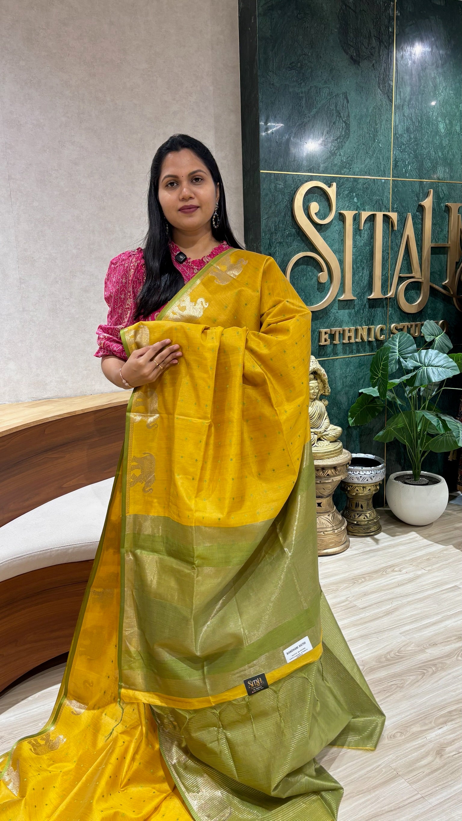 Tussar elephant yellow-green