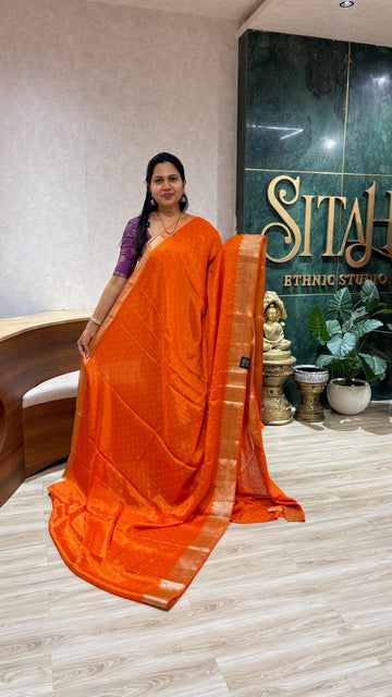 Banaras crepe silk orange