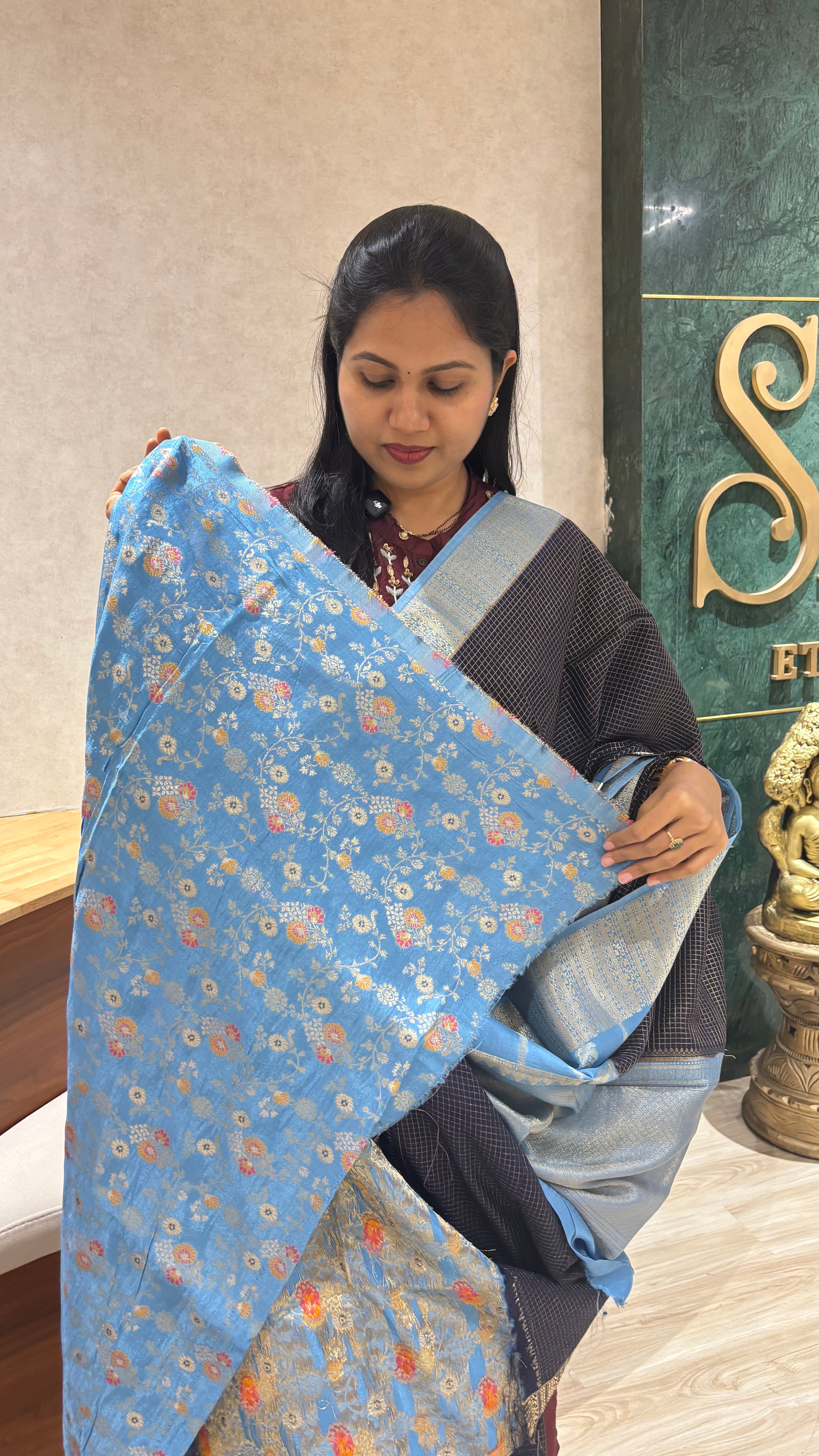 Russian silk navy blue