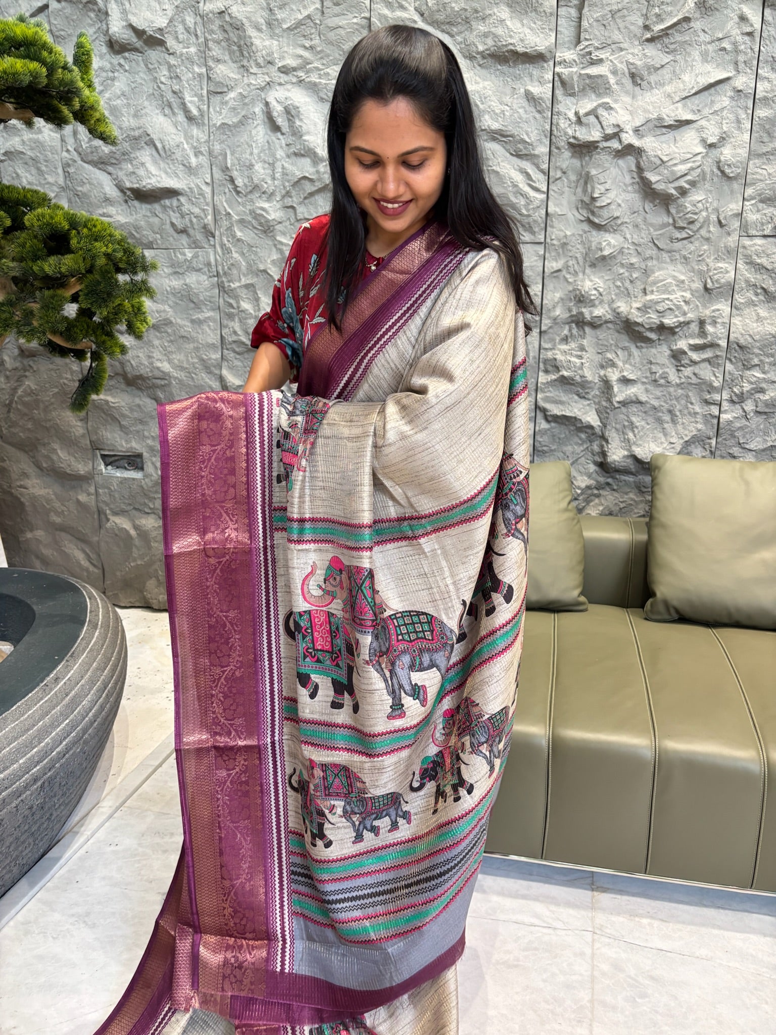 Fancy saree magenta pink