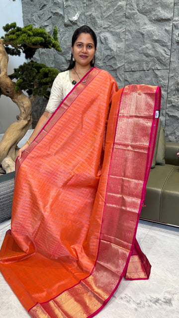 Mangalagiri pattu orange pink