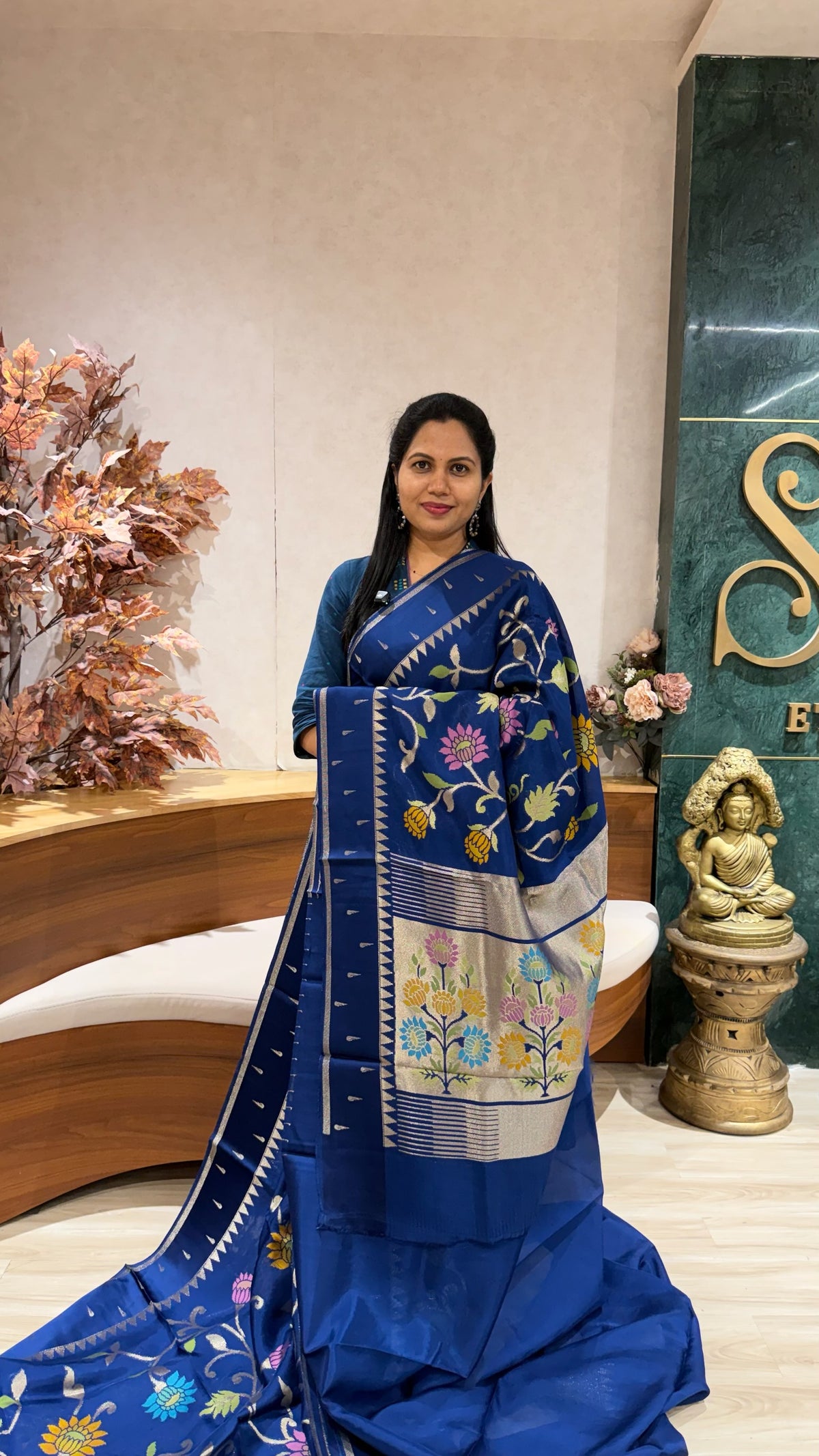 Kosa silk jhamdani blue