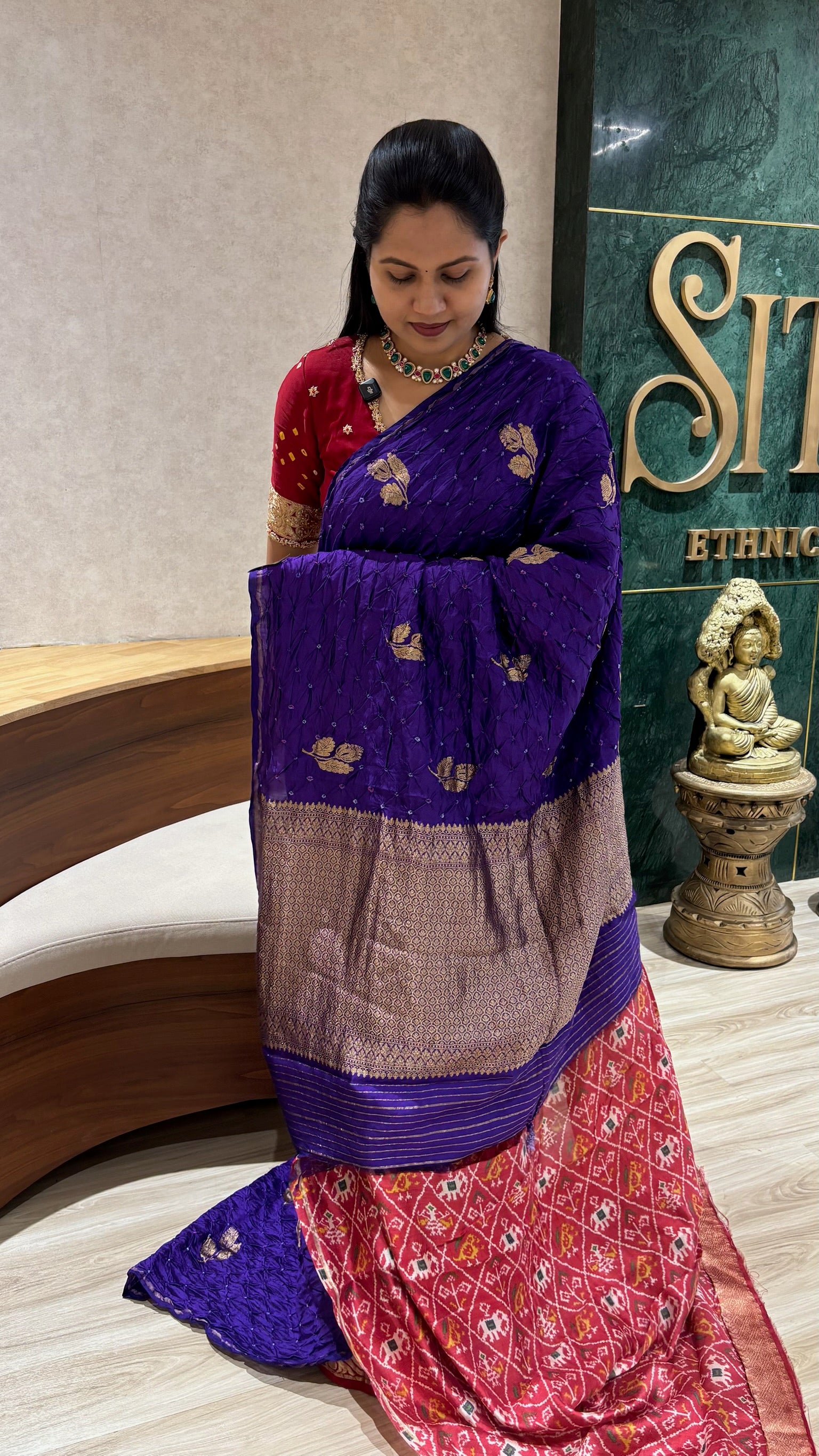 Pure bandhini silk purple