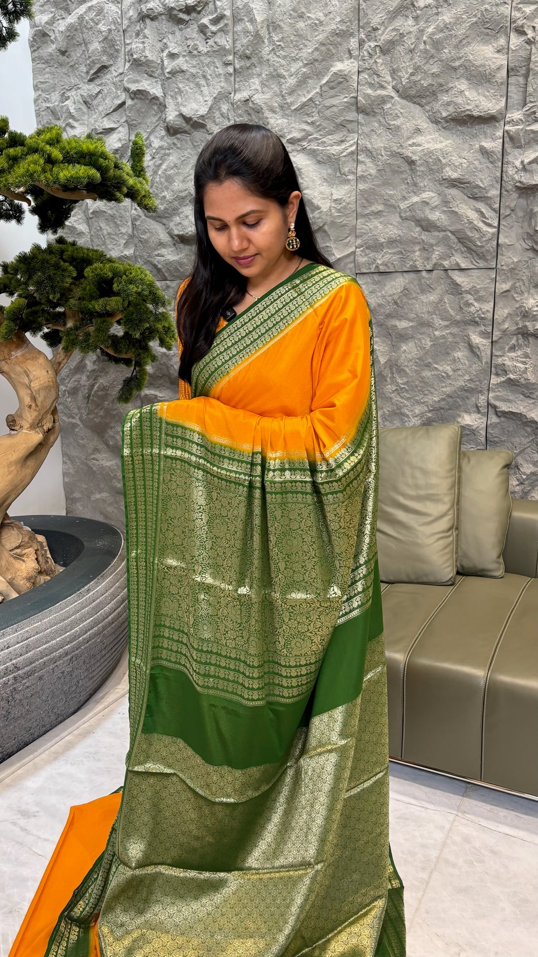 Mysore Crepe silk mustard yellow