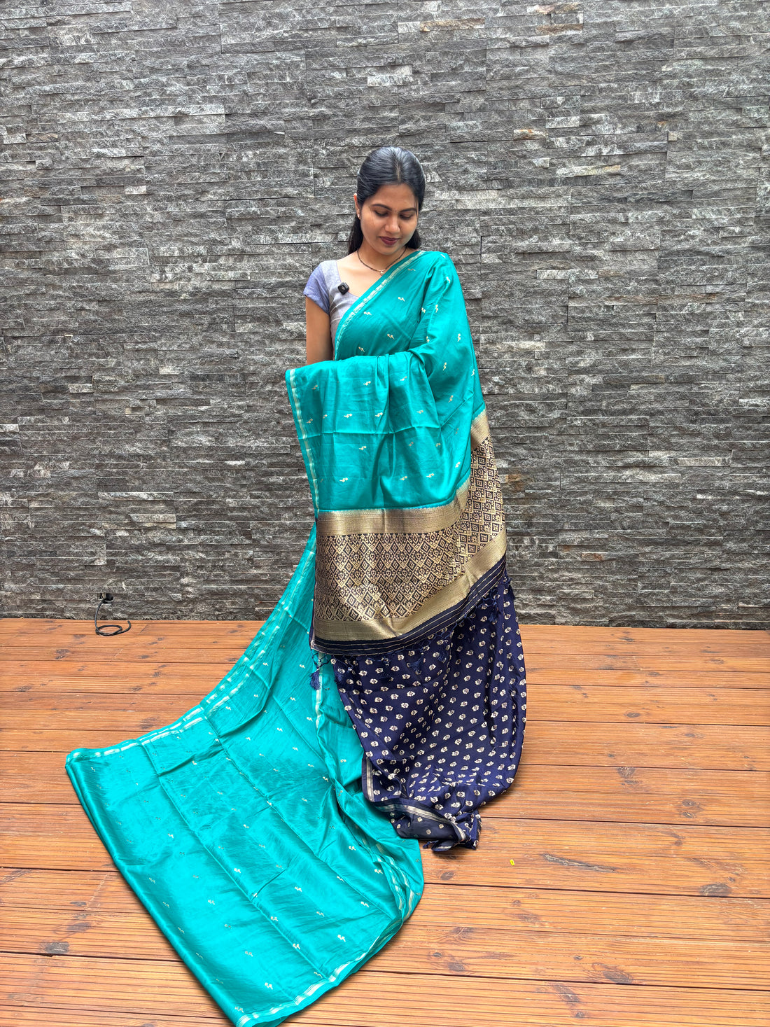 Soft pattu seablue -blue