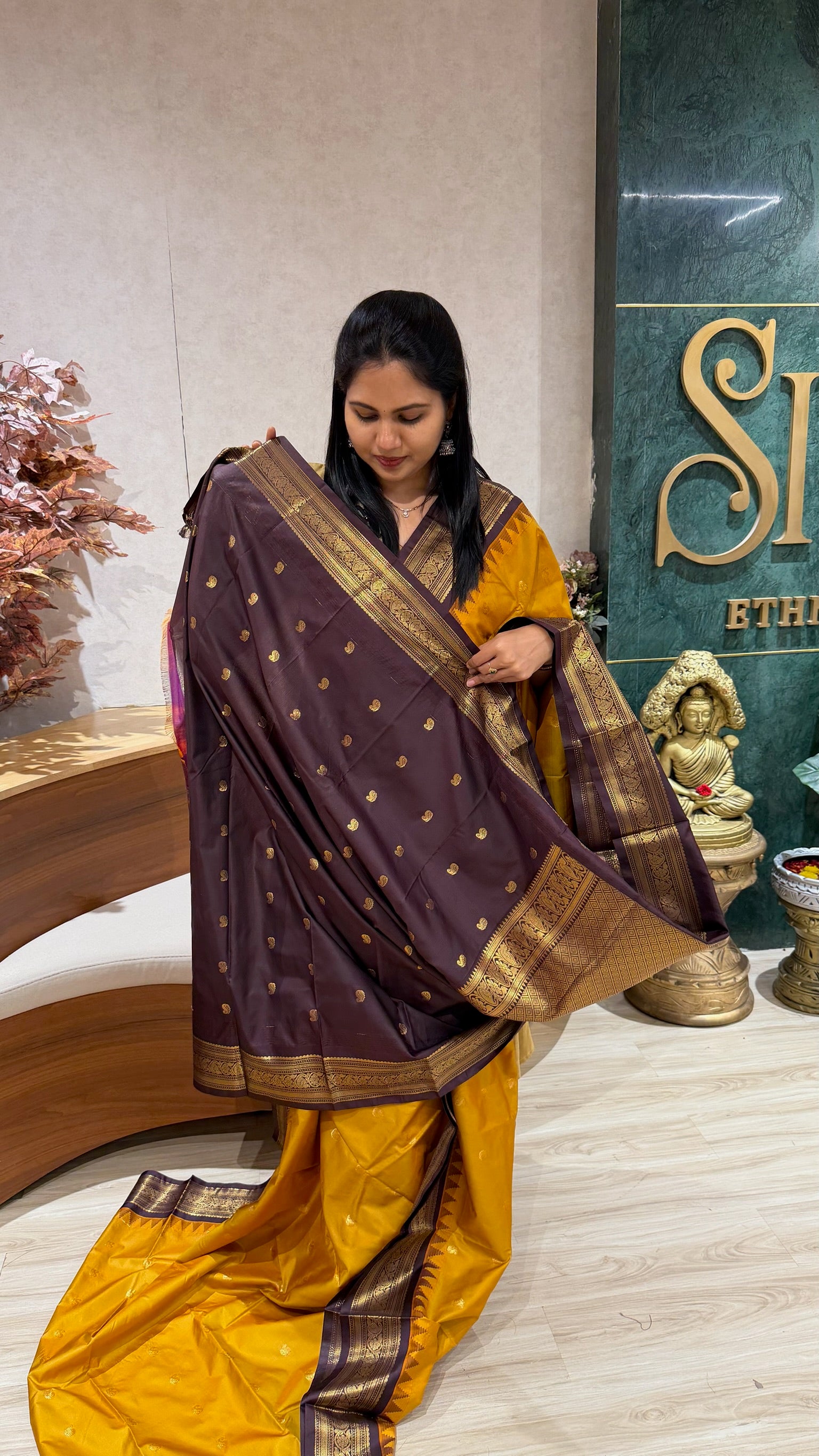 Semi Gadwal mustard yellow light
